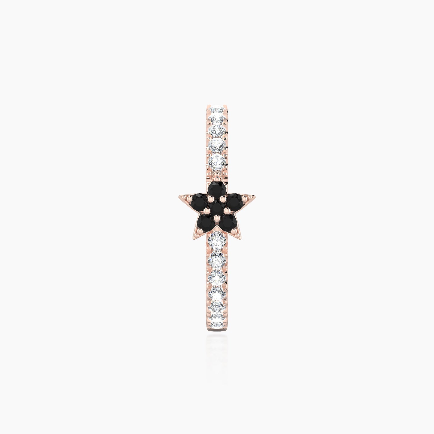 Asteria | 18k Rose Gold 11 mm Star Black Diamond & Diamond Hoop Piercing