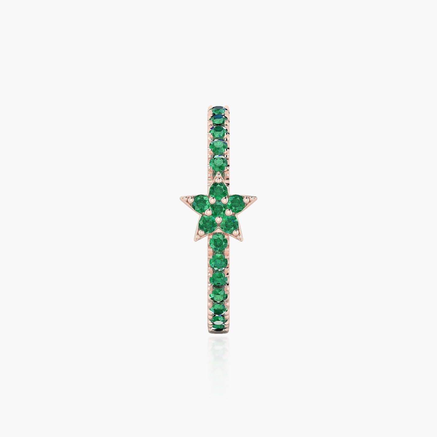 Asteria | 18k Rose Gold 11 mm Star Emerald Hoop Piercing