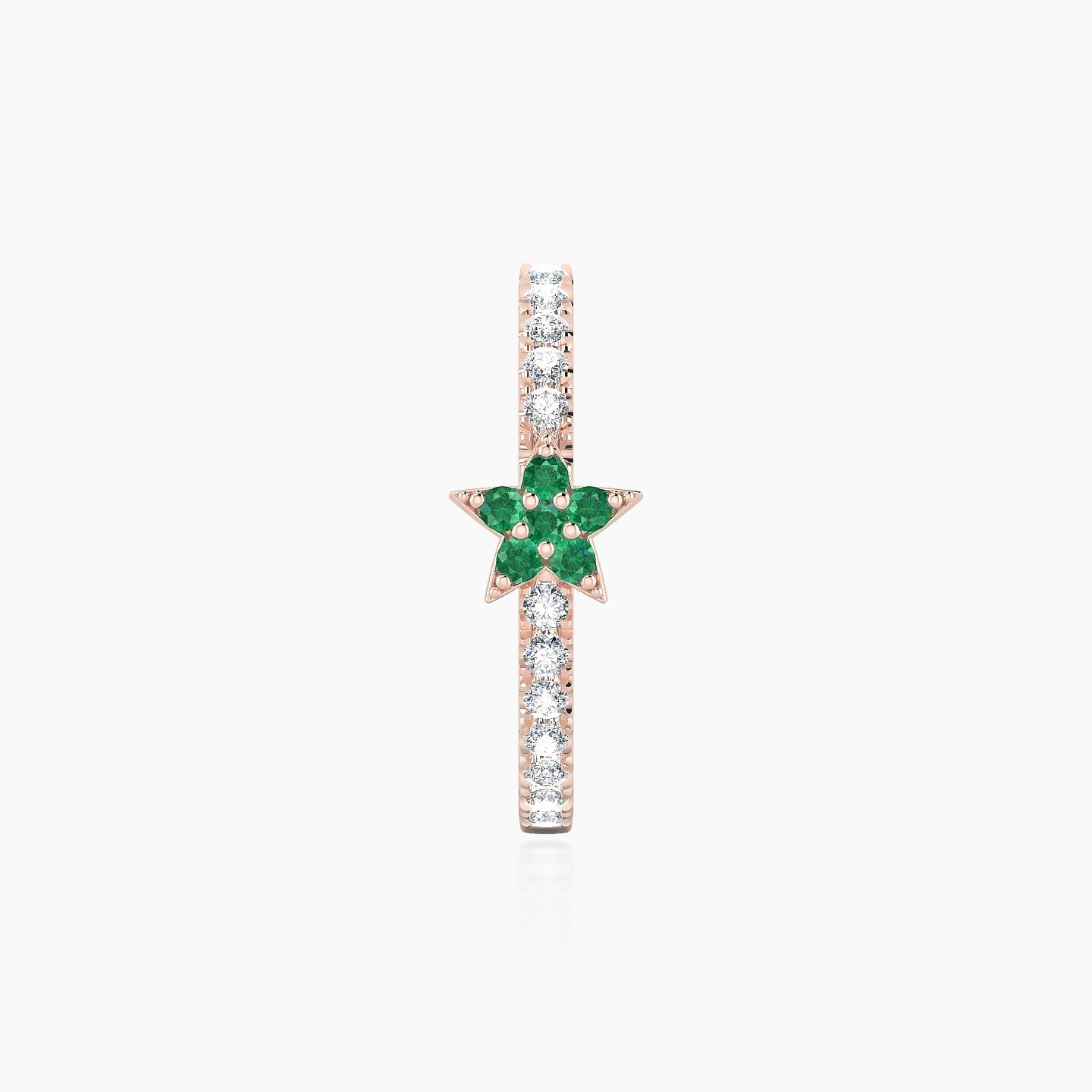 Asteria | 18k Rose Gold 11 mm Star Emerald & Diamond Hoop Piercing