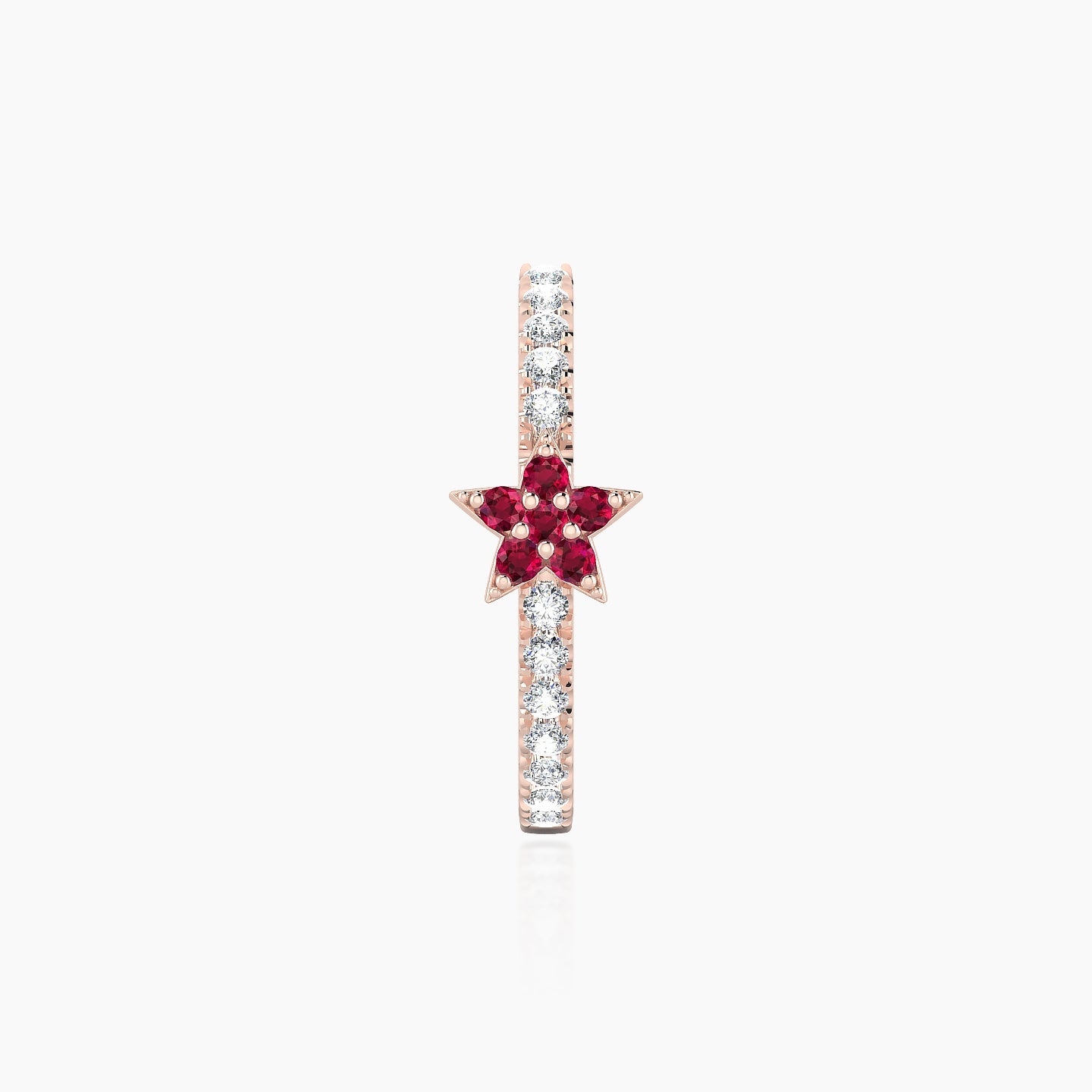 Asteria | 18k Rose Gold 11 mm Star Ruby & Diamond Hoop Piercing