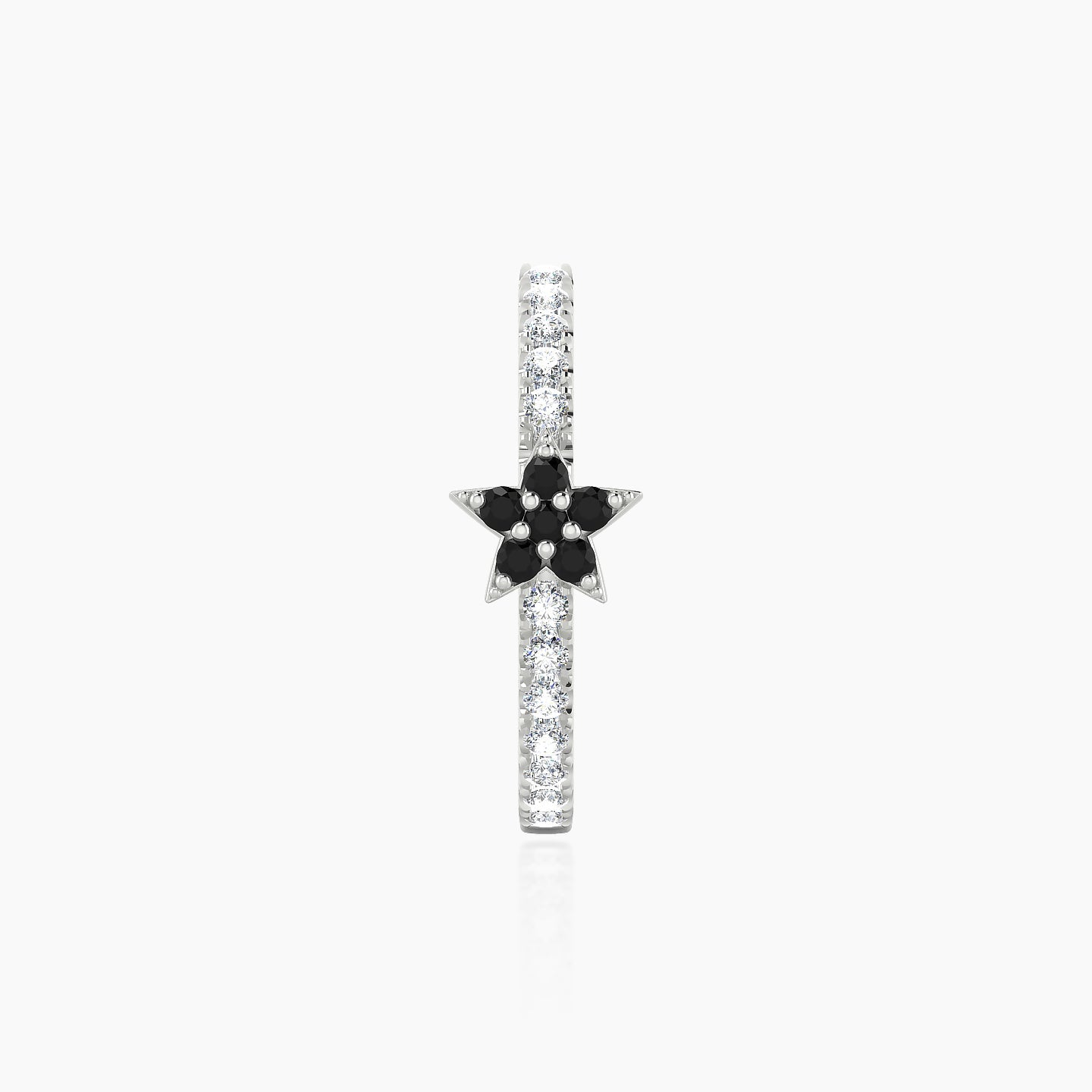 Asteria | 18k White Gold 11 mm Star Black Diamond & Diamond Hoop Piercing