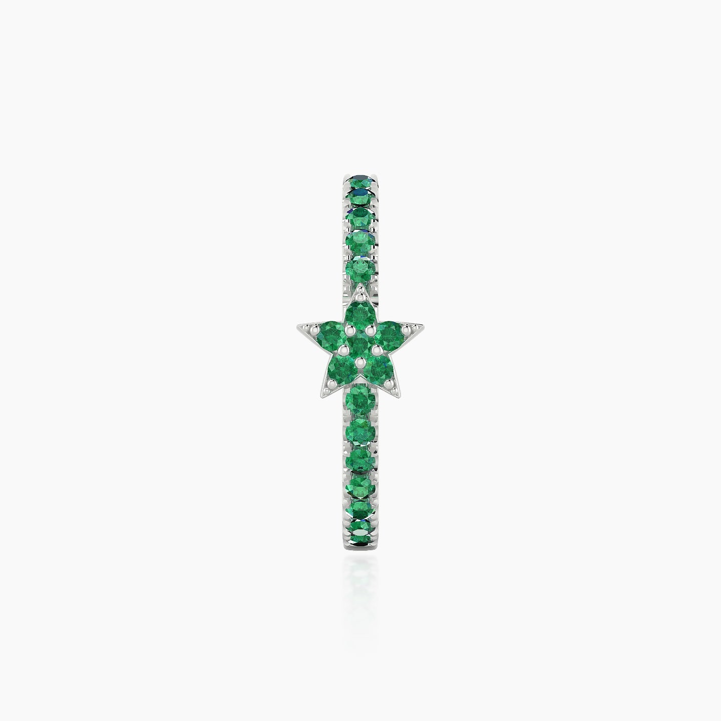 Asteria | 18k White Gold 11 mm Star Emerald Hoop Piercing