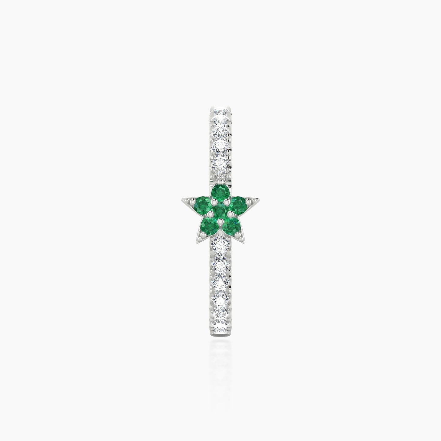 Asteria | 18k White Gold 11 mm Star Emerald & Diamond Hoop Piercing