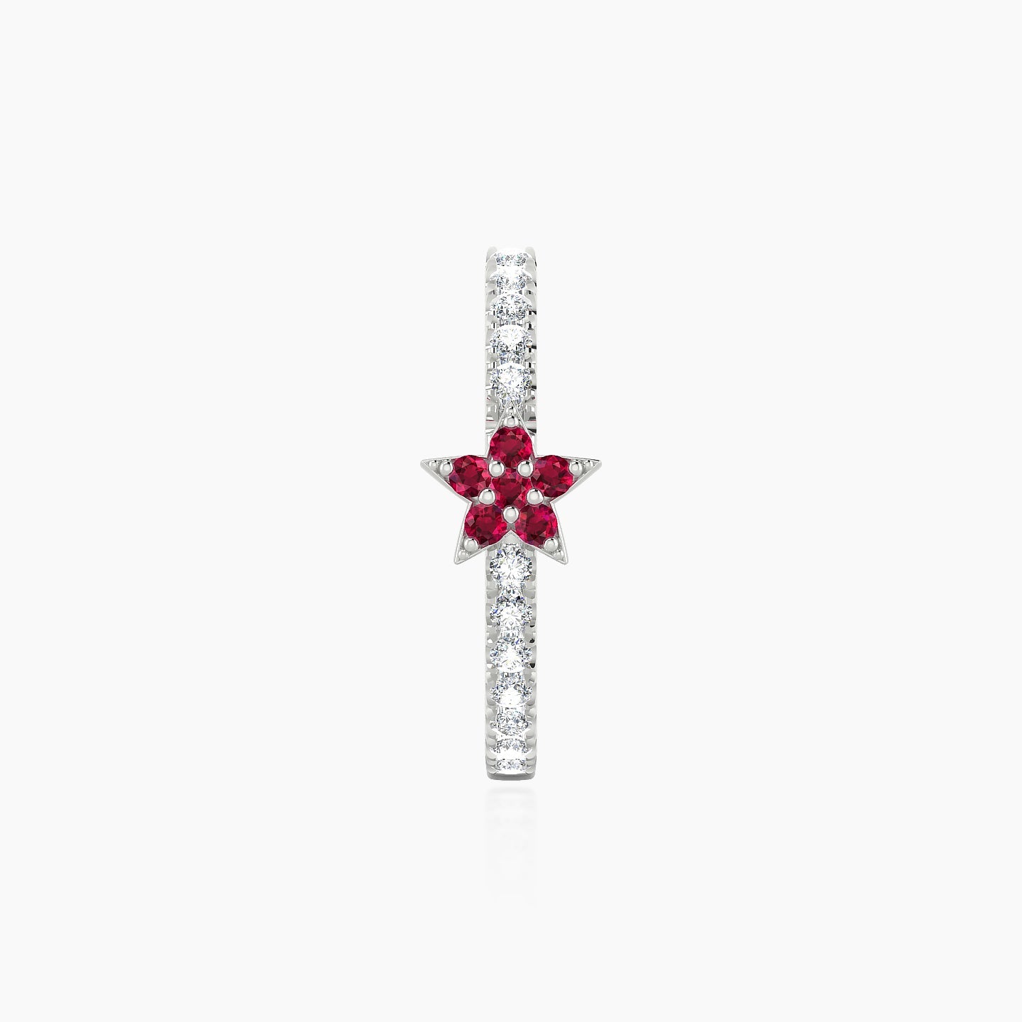 Asteria | 18k White Gold 11 mm Star Ruby & Diamond Hoop Piercing