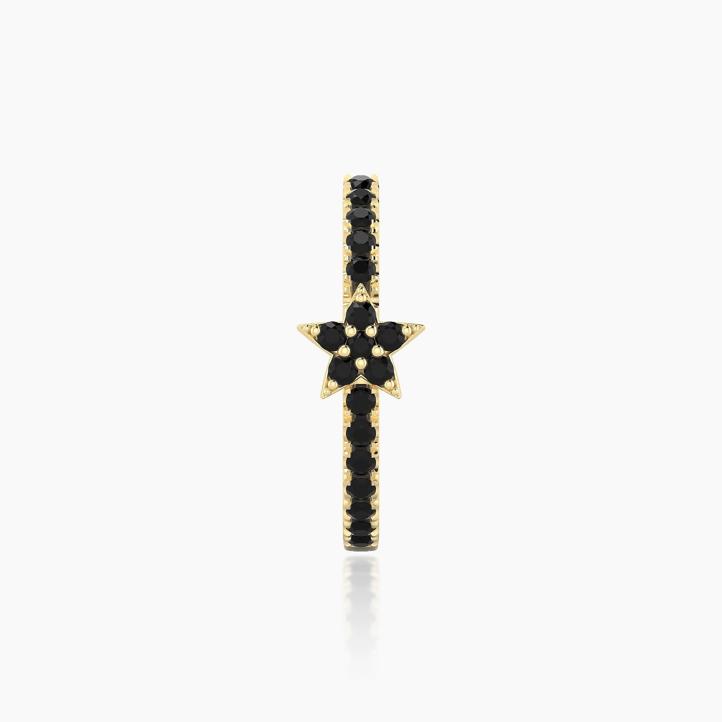 Asteria | 18k Yellow Gold 11 mm Star Black Diamond Hoop Piercing