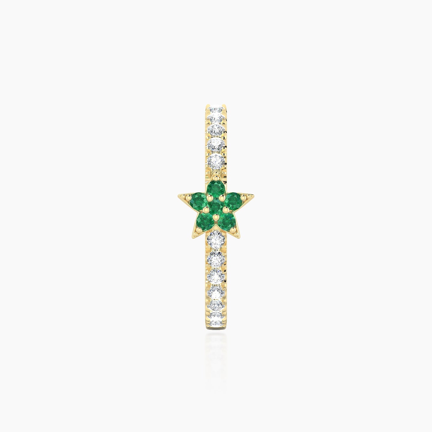 Asteria | 18k Yellow Gold 11 mm Star Emerald & Diamond Hoop Piercing