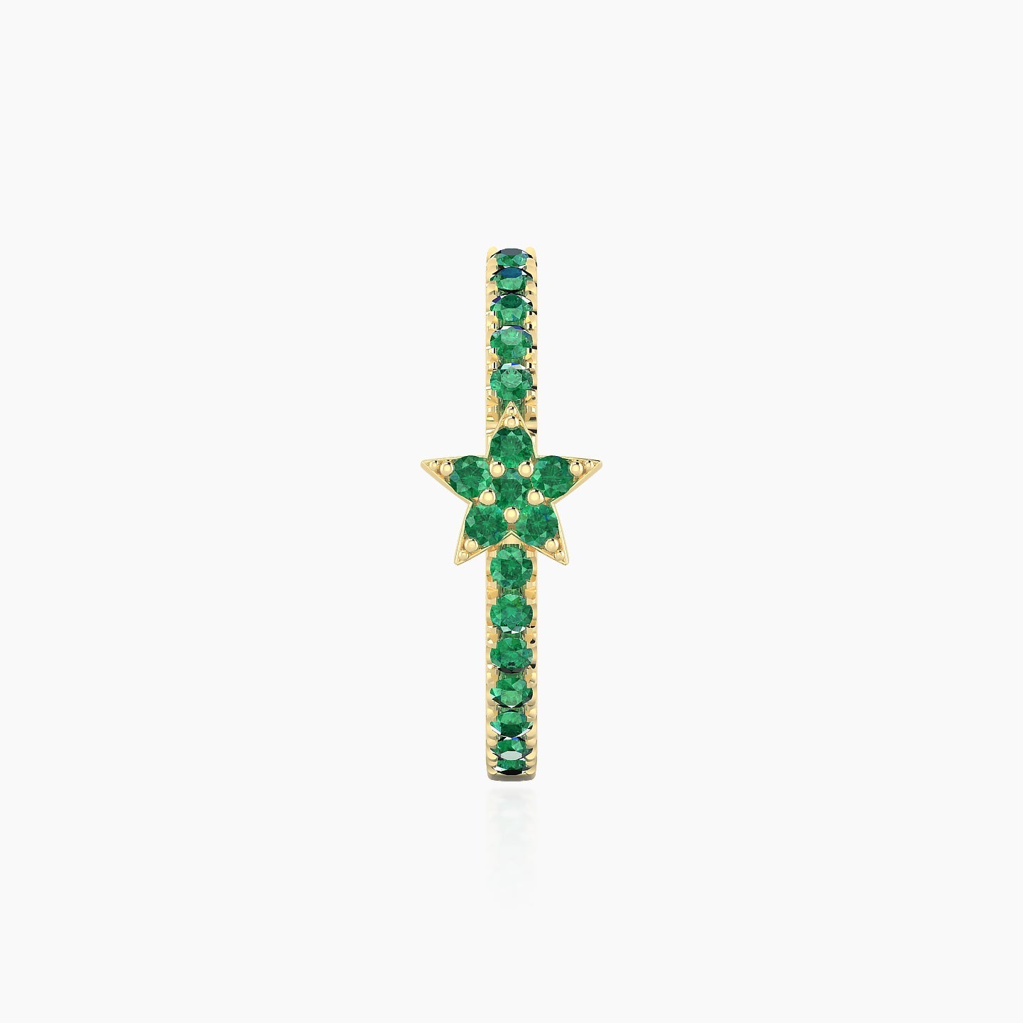 Asteria | 18k Yellow Gold 11 mm Star Emerald Hoop Piercing