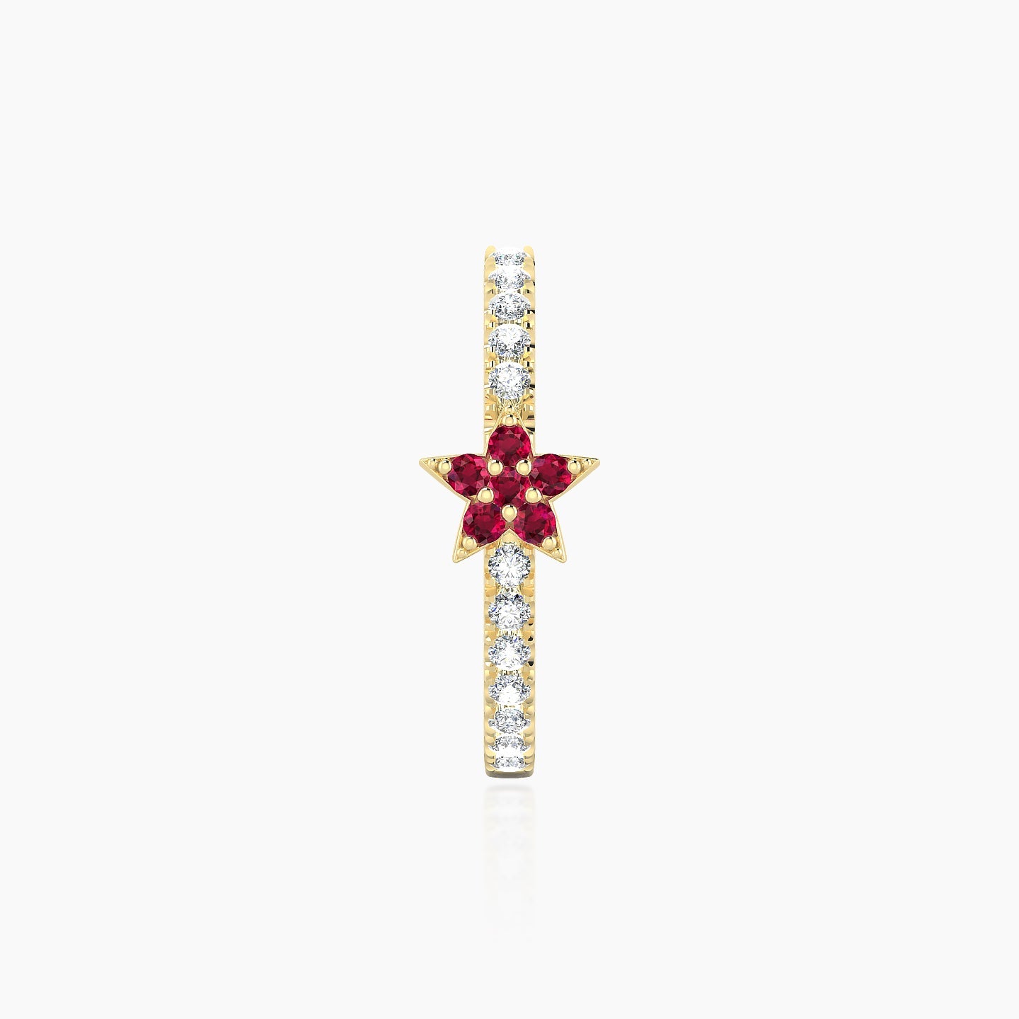 Asteria | 18k Yellow Gold 11 mm Star Ruby & Diamond Hoop Piercing