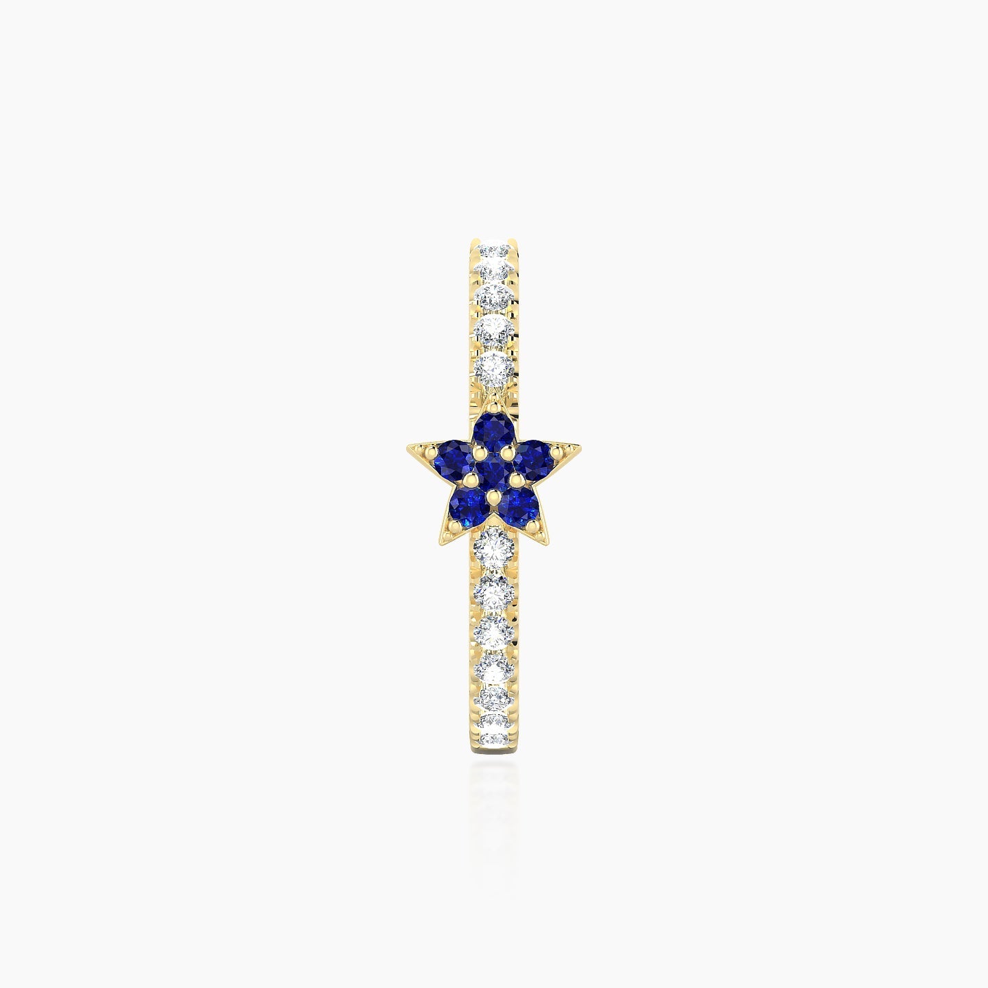 Asteria | 18k Yellow Gold 11 mm Star Sapphire & Diamond Hoop Piercing