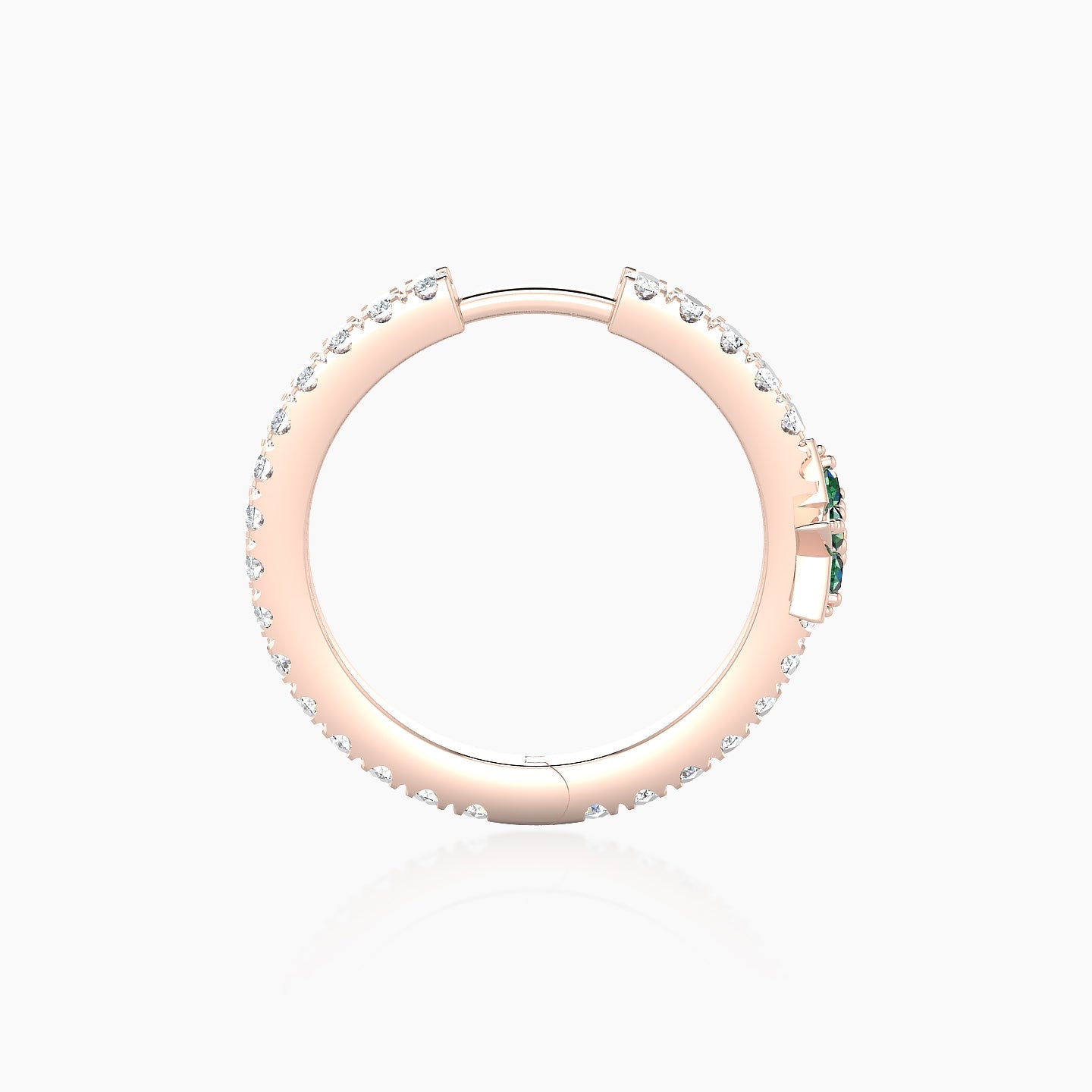 Asteria | 18k Rose Gold 11 mm Star Emerald & Diamond Hoop Piercing