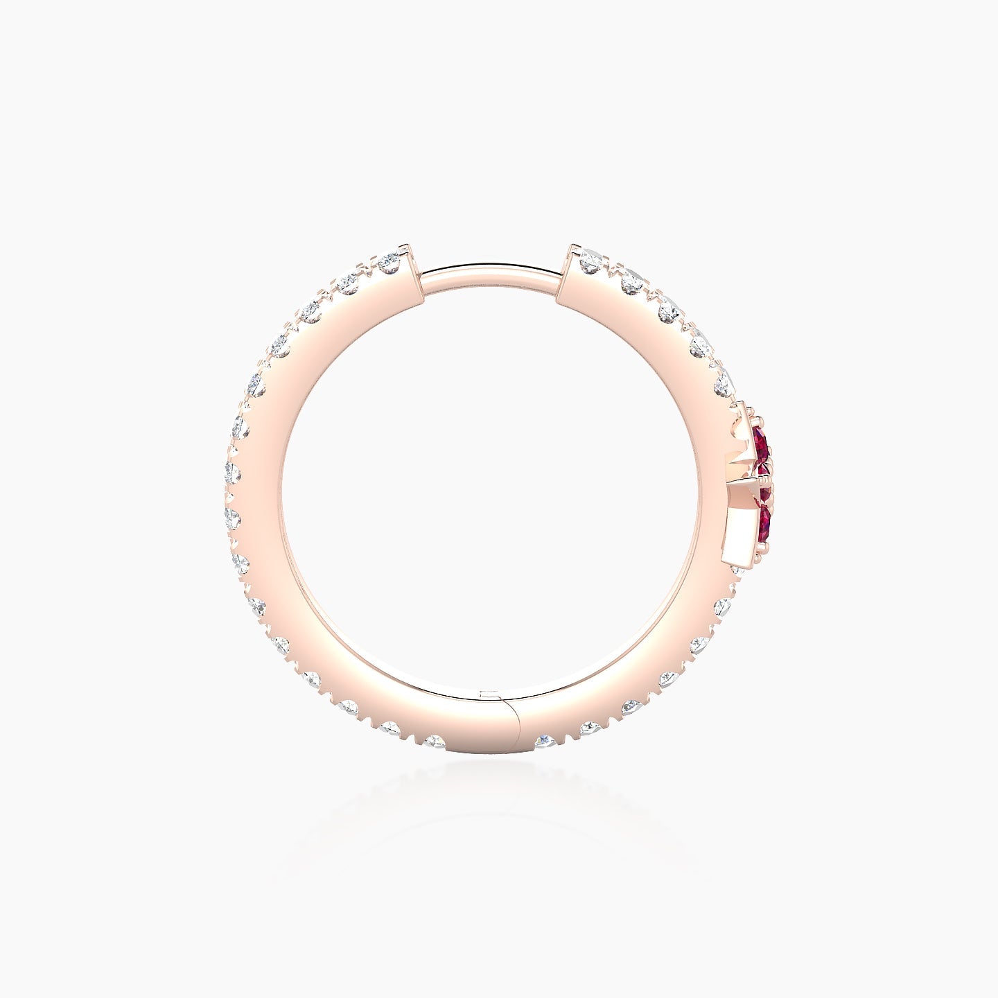 Asteria | 18k Rose Gold 11 mm Star Ruby & Diamond Hoop Piercing