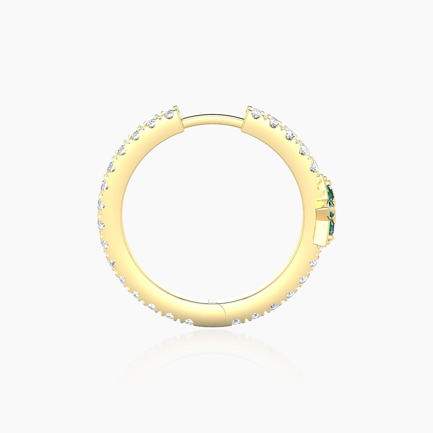 Asteria | 18k Yellow Gold 11 mm Star Emerald & Diamond Hoop Piercing