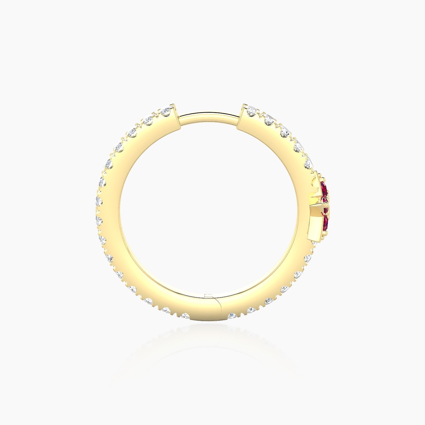 Asteria | 18k Yellow Gold 11 mm Star Ruby & Diamond Hoop Piercing