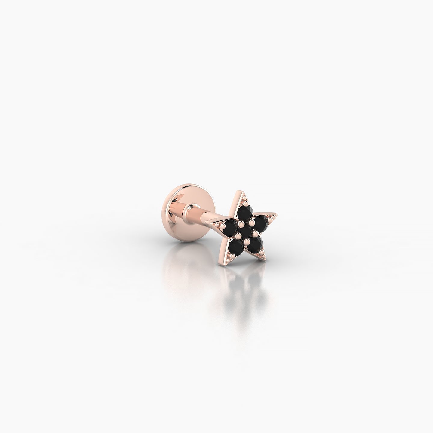 Asteria | 18k Rose Gold 5 mm 5 mm Star Black Diamond Nostril Piercing