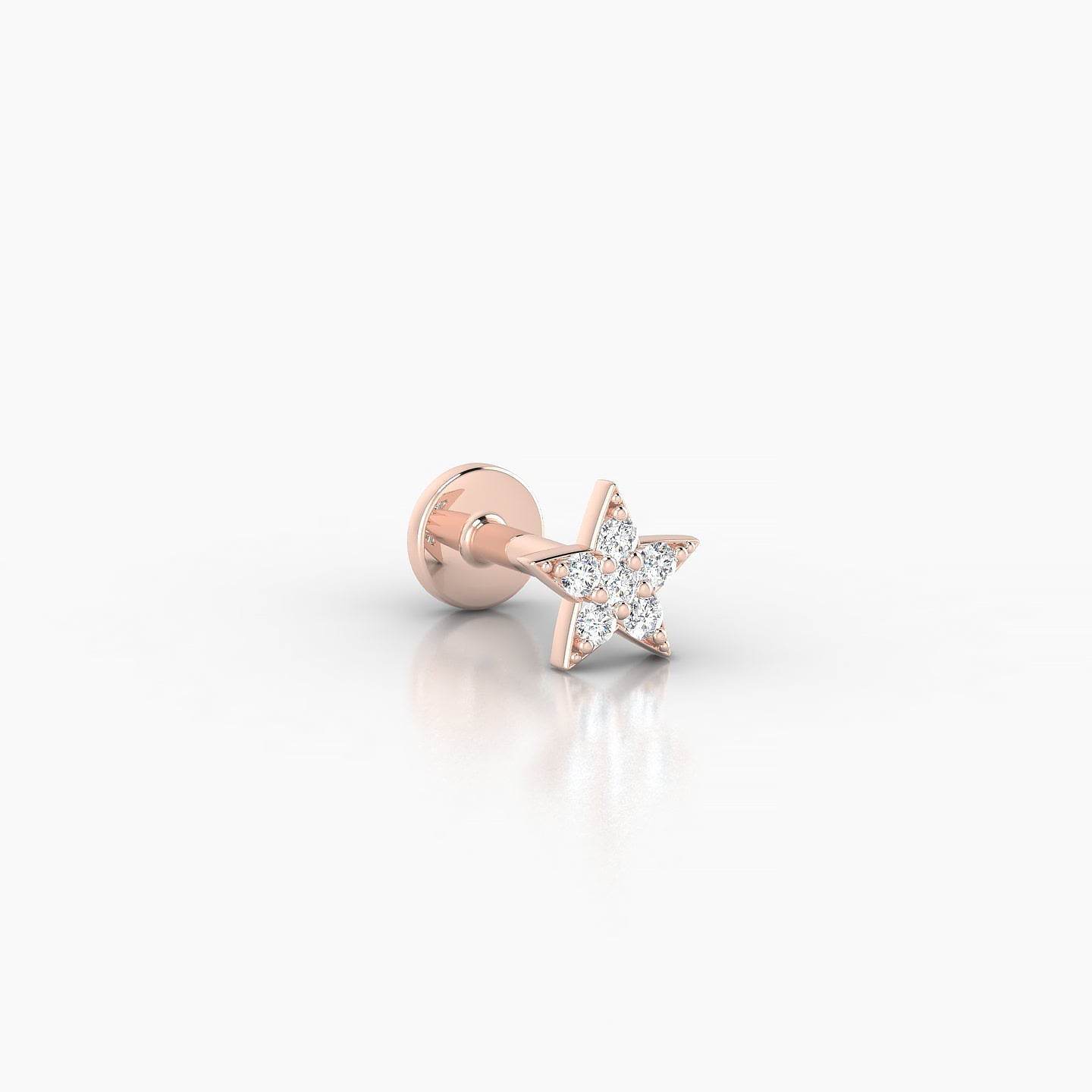 Asteria | 18k Rose Gold 5 mm 5 mm Star Diamond Nostril Piercing