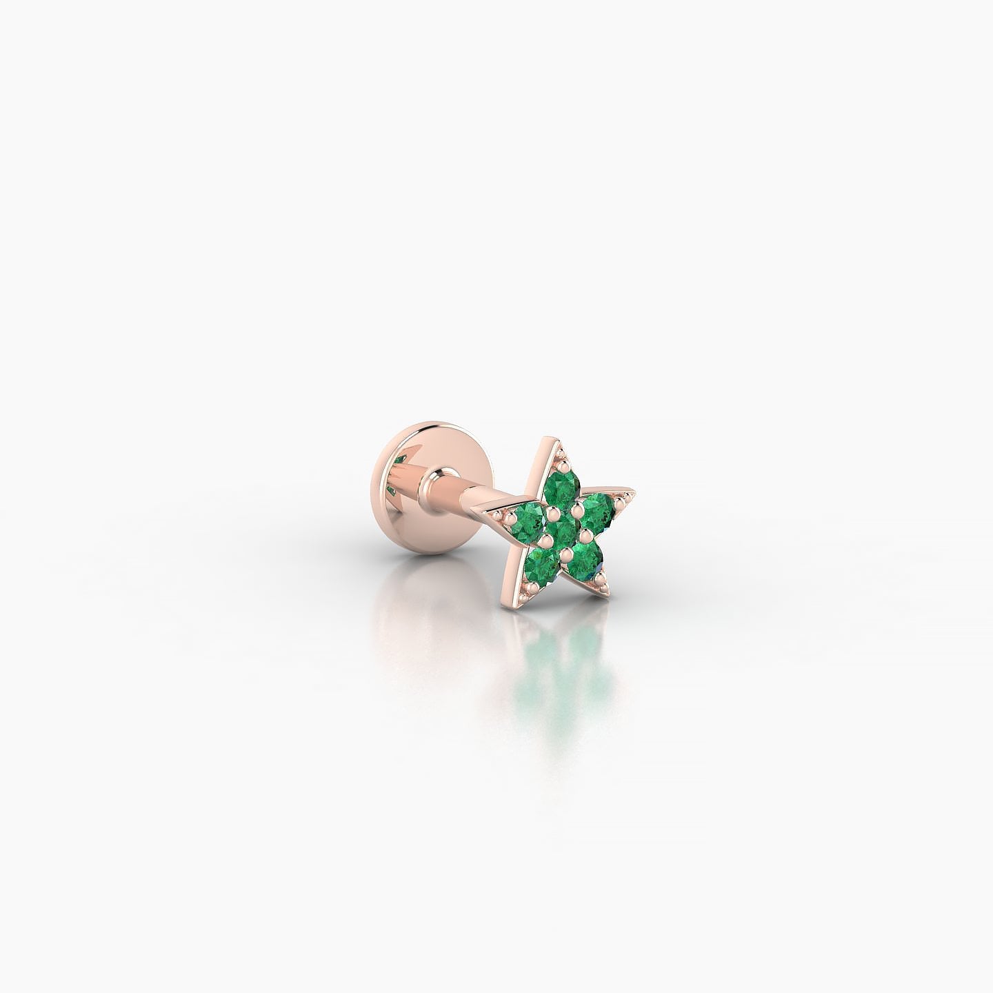 Asteria | 18k Rose Gold 5 mm 5 mm Star Emerald Nostril Piercing