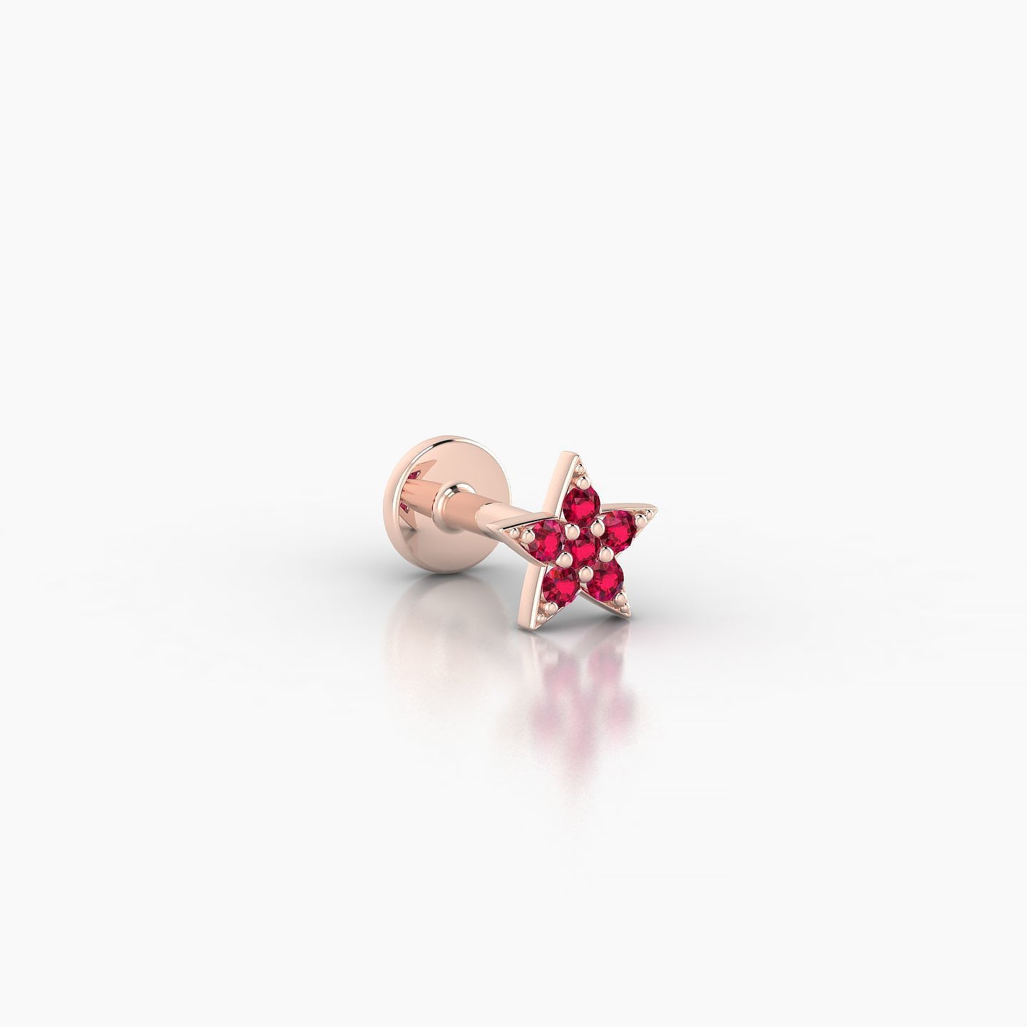 Asteria | 18k Rose Gold 5 mm 5 mm Star Ruby Nostril Piercing