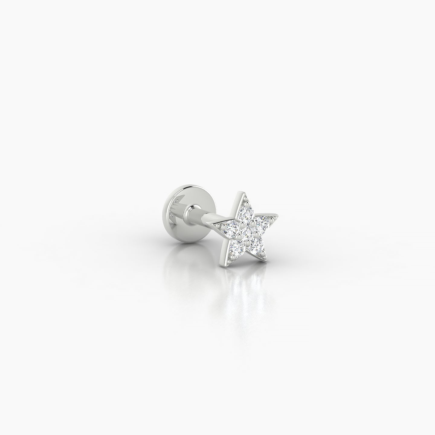 Asteria | 18k White Gold 5 mm 5 mm Star Diamond Nostril Piercing