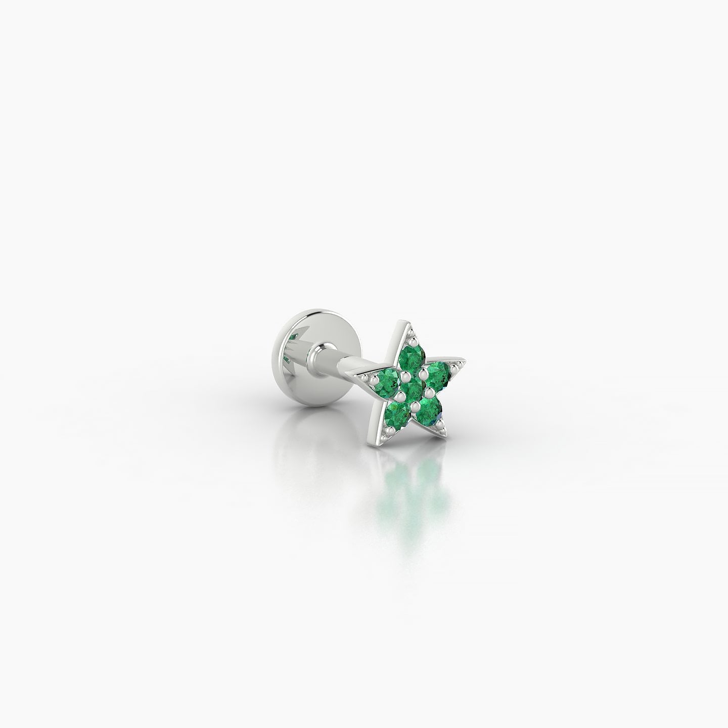 Asteria | 18k White Gold 5 mm 5 mm Star Emerald Nostril Piercing