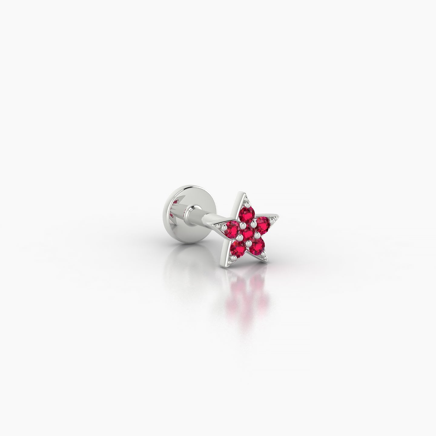 Asteria | 18k White Gold 5 mm 5 mm Star Ruby Nostril Piercing