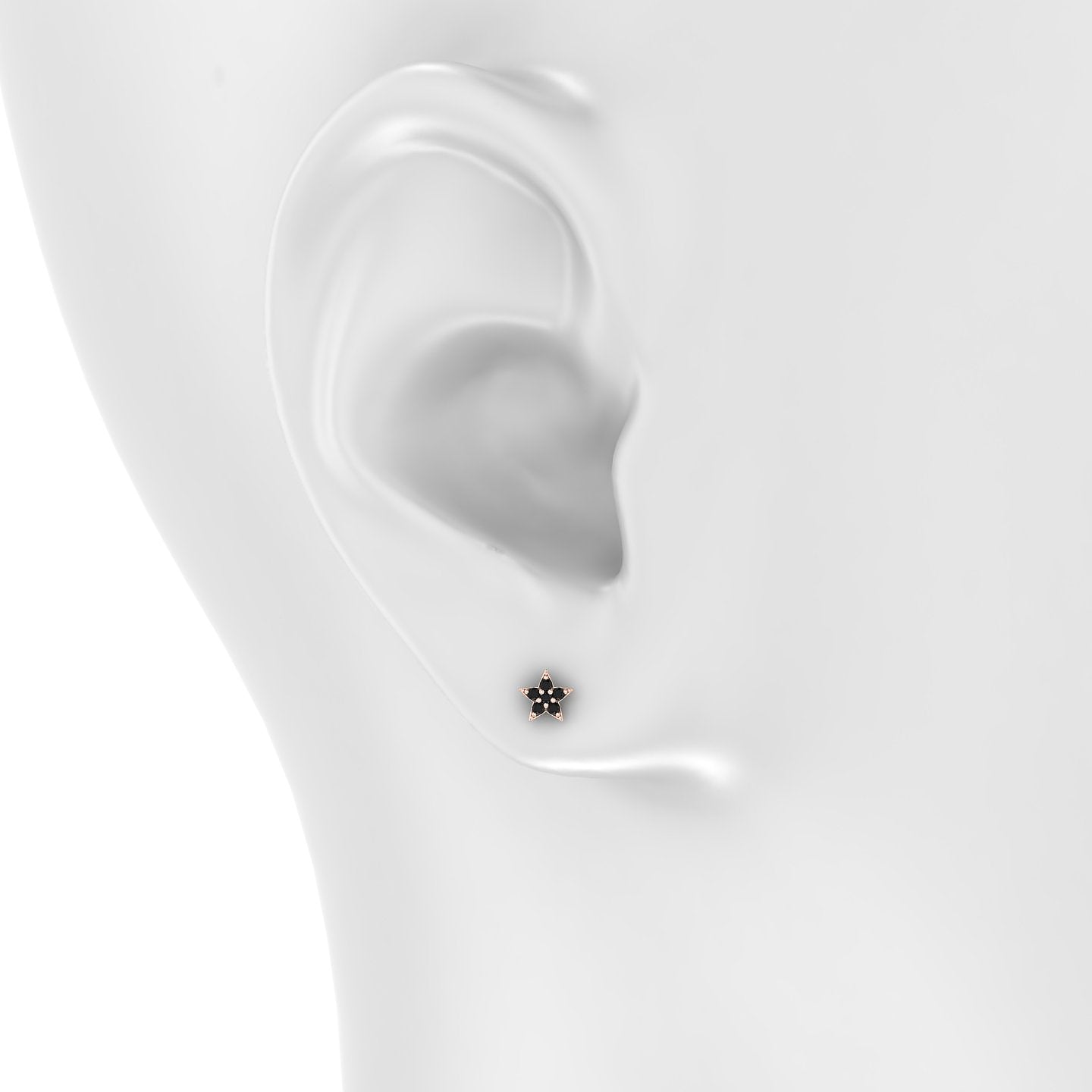 Asteria | 18k Rose Gold 5 mm 5 mm Star Black Diamond Piercing