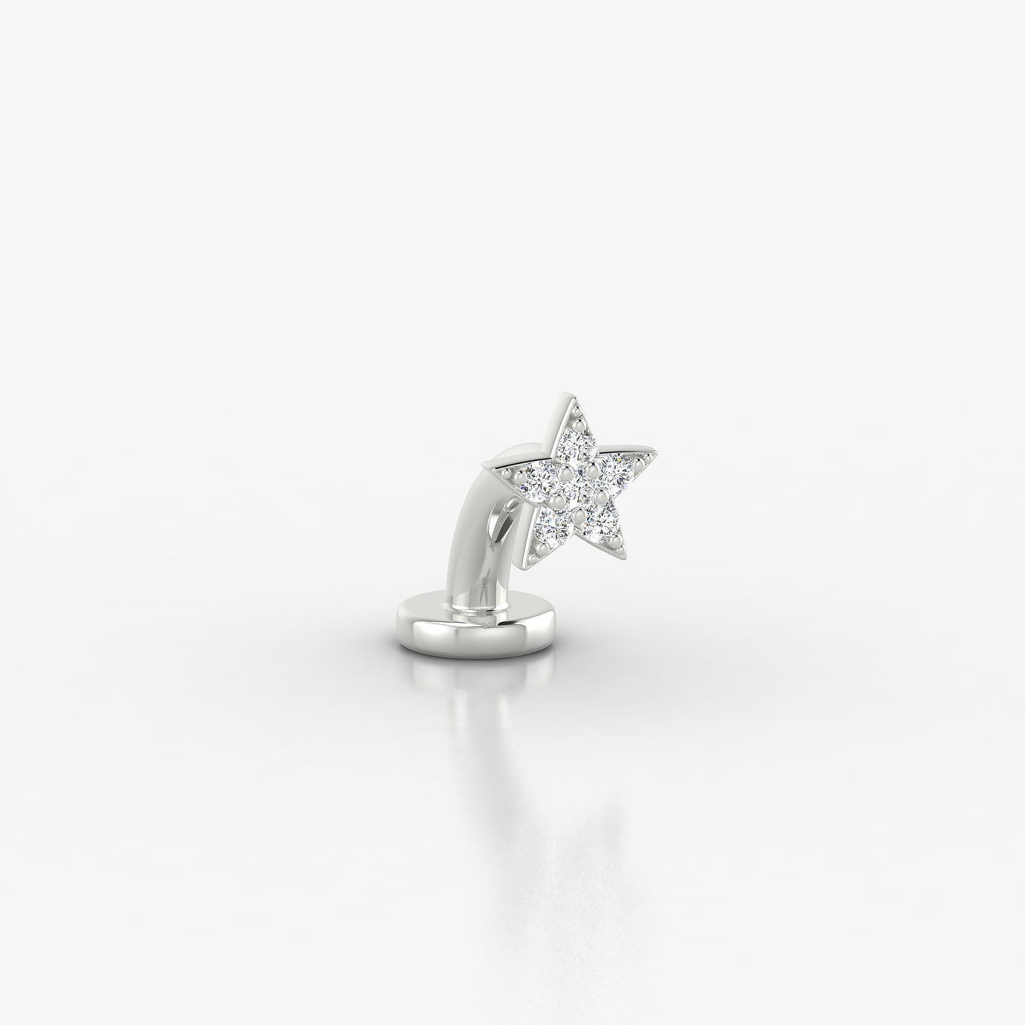 Asteria | 18k White Gold 5 mm 6 mm Star Diamond Floating Navel Piercing