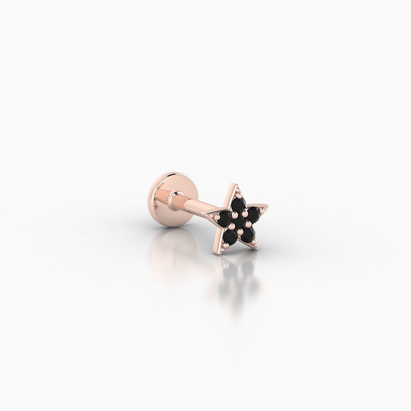 Asteria | 18k Rose Gold 6.5 mm 5 mm Star Black Diamond Nostril Piercing