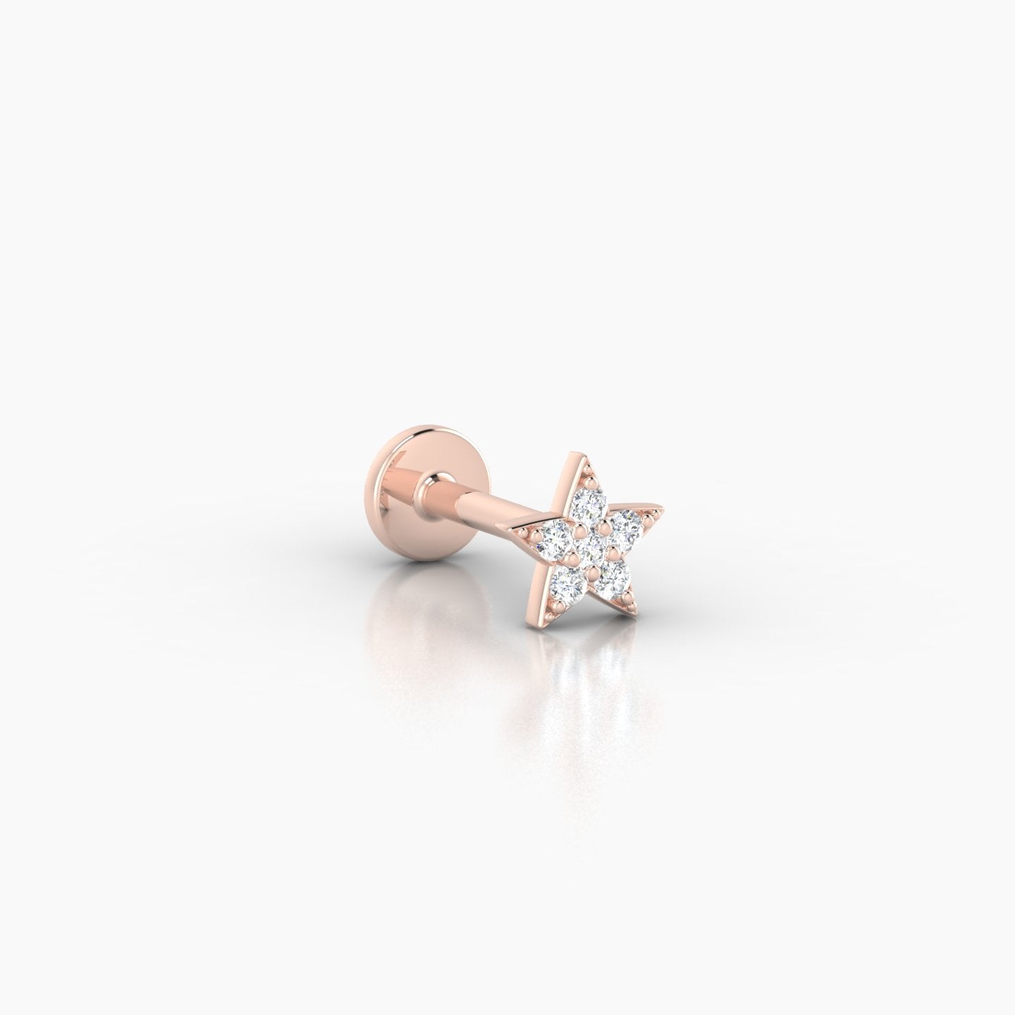 Asteria | 18k Rose Gold 5 mm 6.5 mm Star Diamond Nostril Piercing