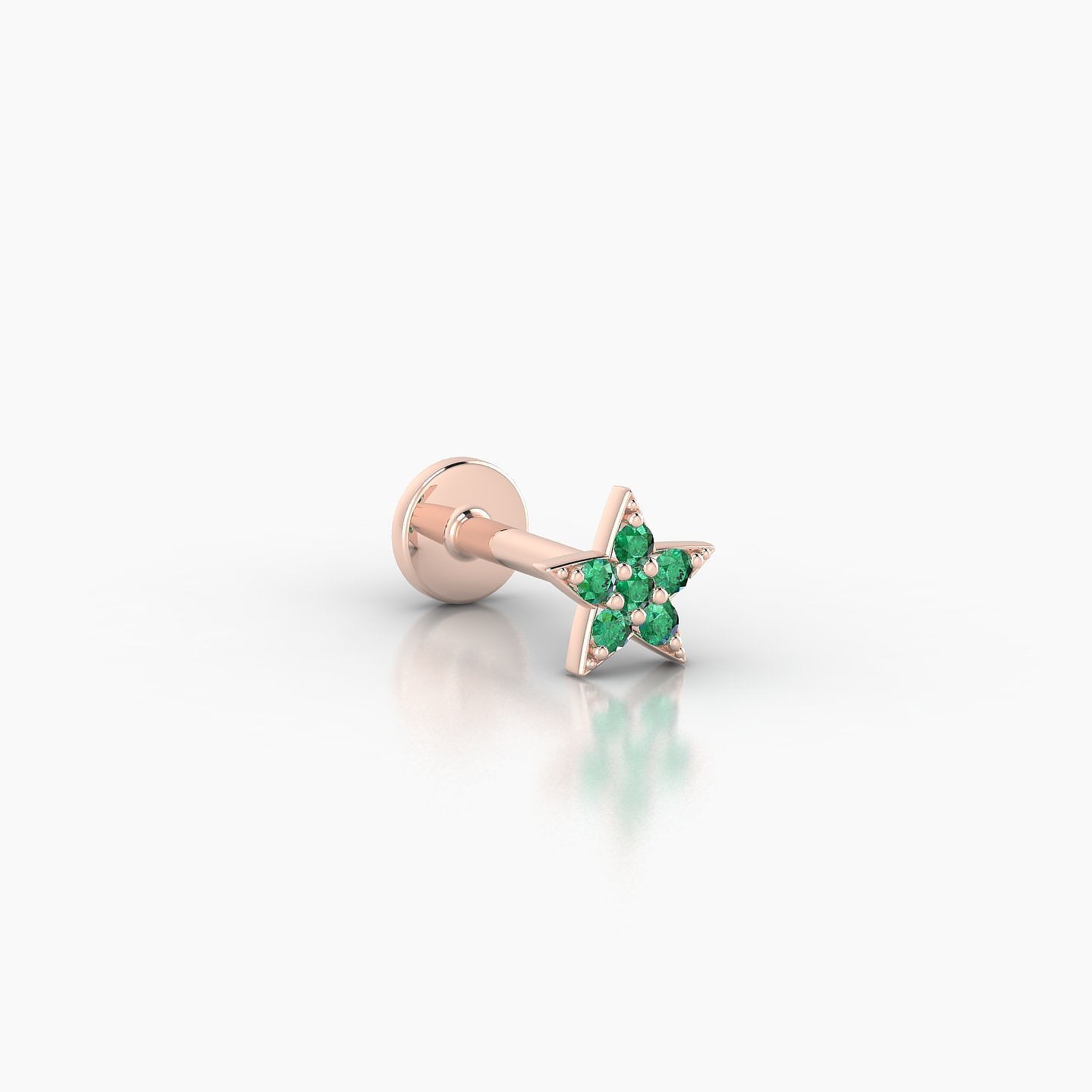 Asteria | 18k Rose Gold 6.5 mm 5 mm Star Emerald Nostril Piercing