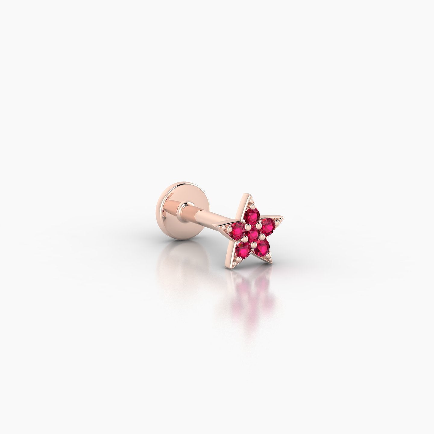 Asteria | 18k Rose Gold 6.5 mm 5 mm Star Ruby Nostril Piercing