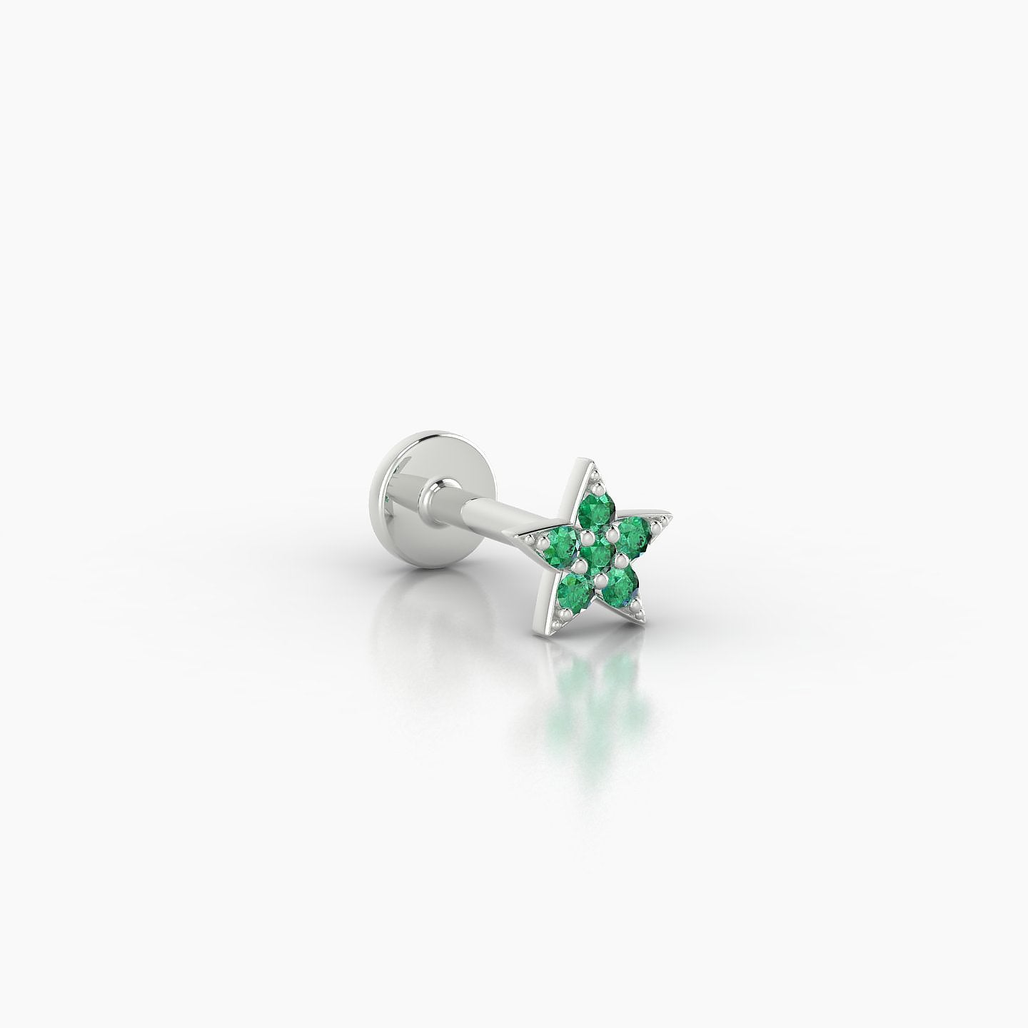 Asteria | 18k White Gold 6.5 mm 5 mm Star Emerald Nostril Piercing