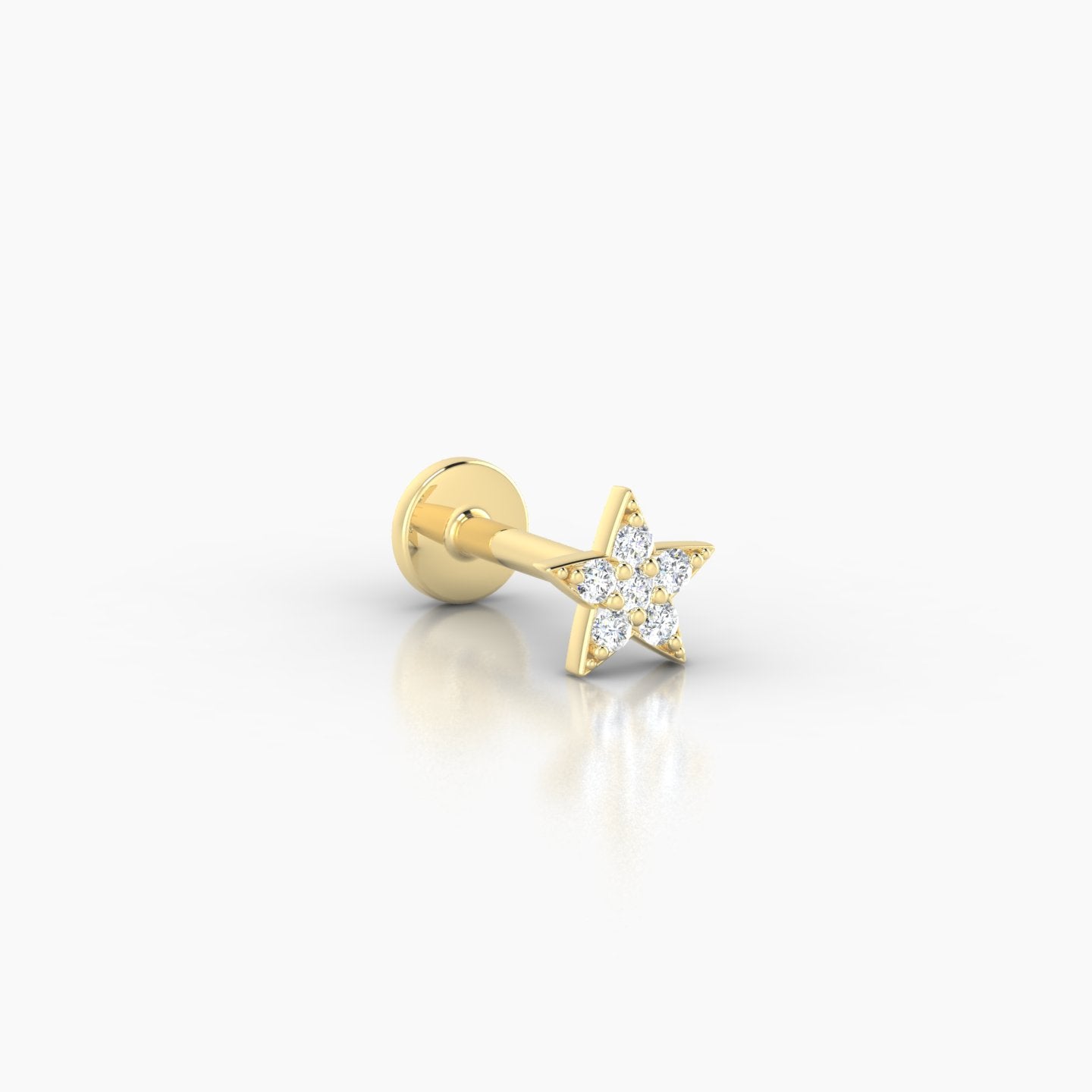 Asteria | 18k Yellow Gold 5 mm 6.5 mm Star Diamond Nostril Piercing