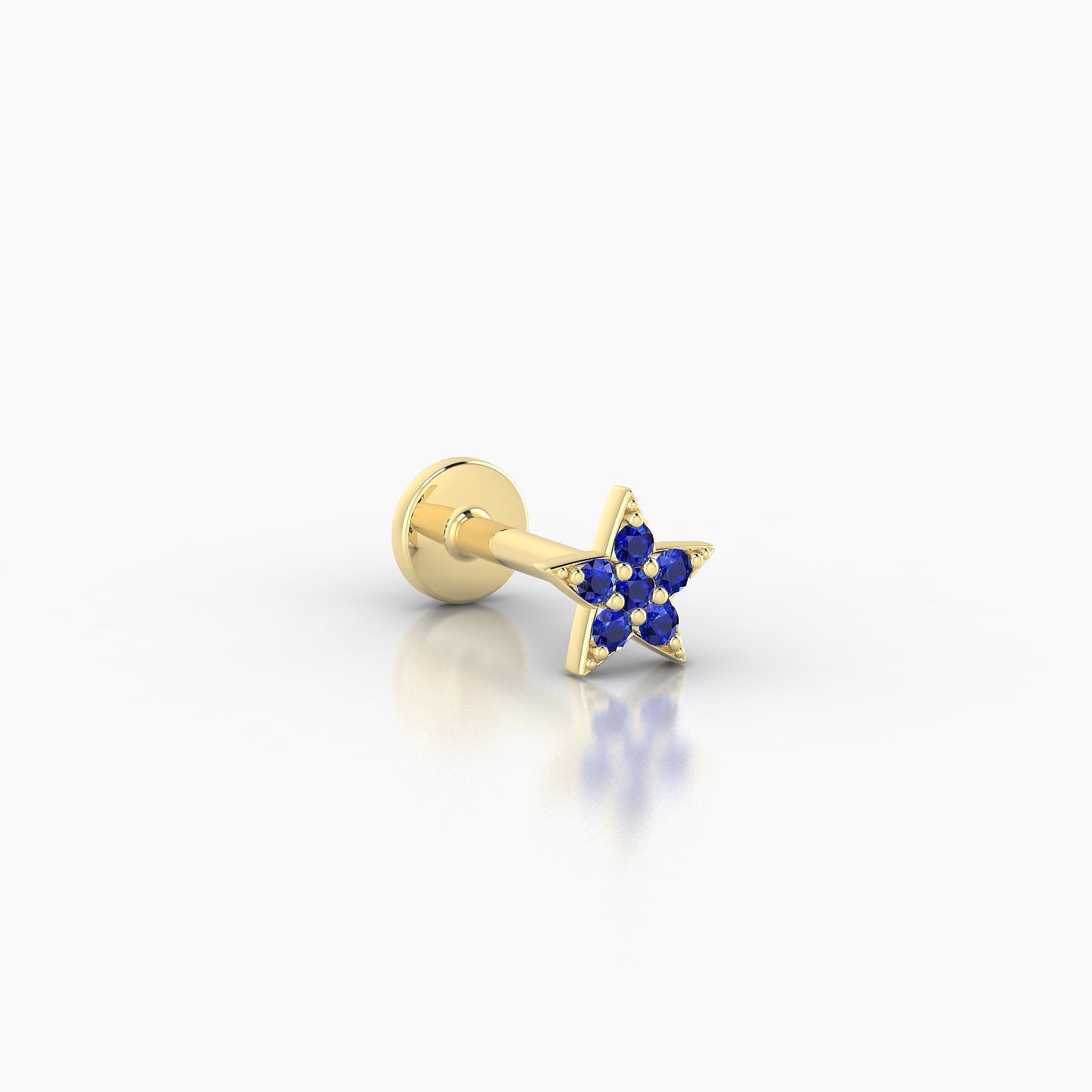 Asteria | 18k Yellow Gold 6.5 mm 5 mm Star Sapphire Nostril Piercing