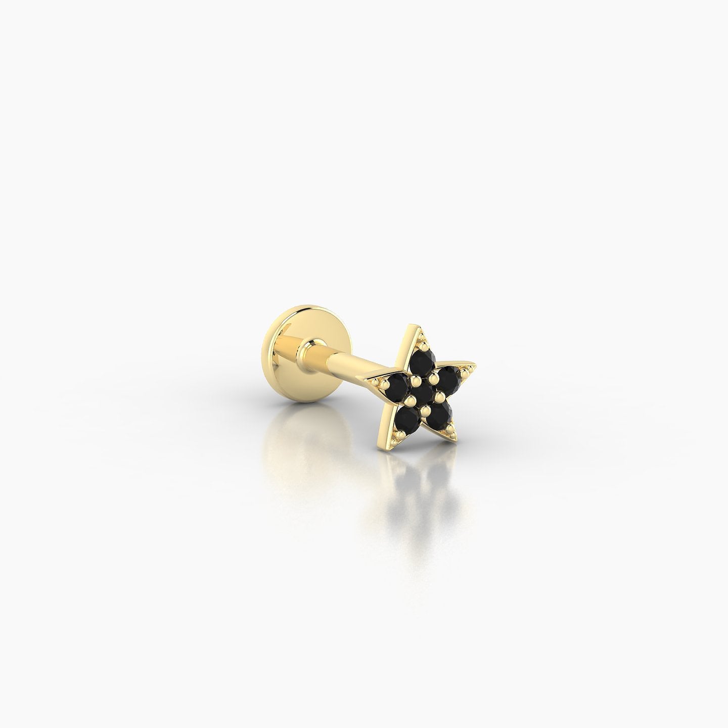 Asteria | 18k Yellow Gold 6.5 mm 5 mm Star Black Diamond Piercing