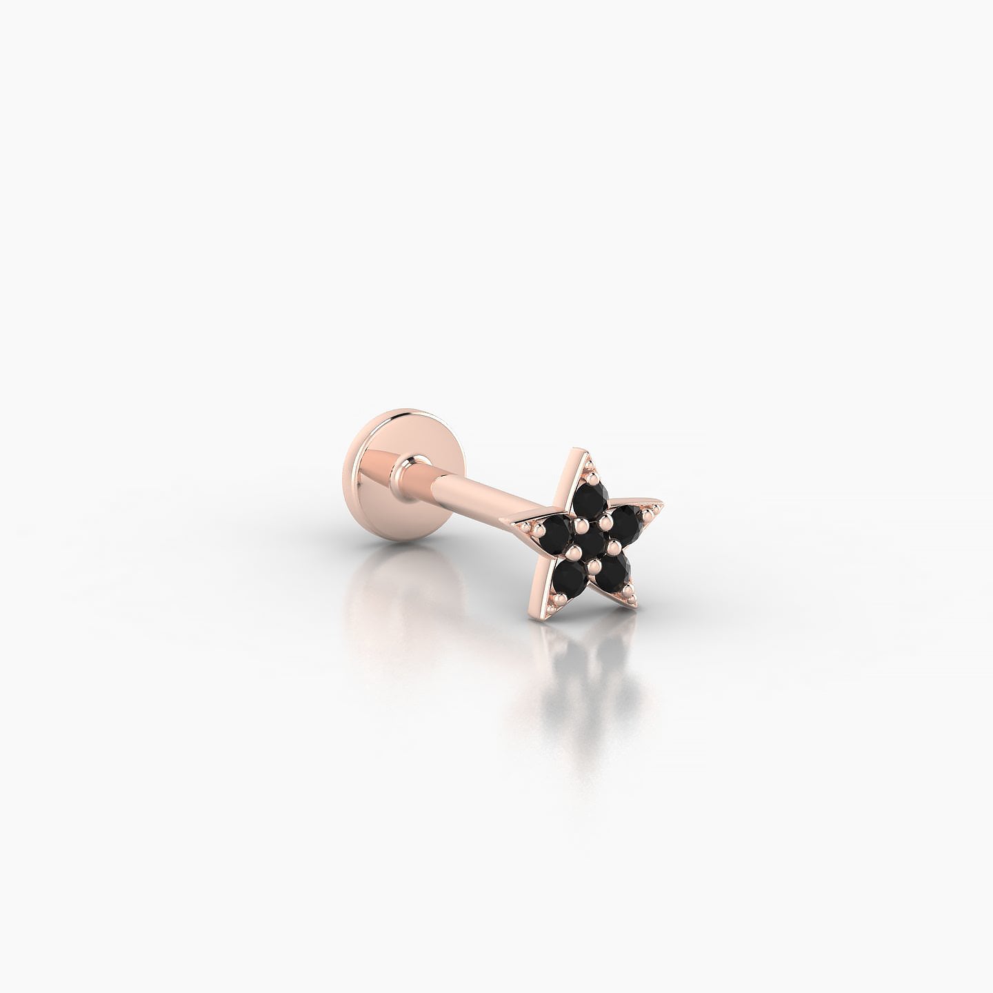 Asteria | 18k Rose Gold 8 mm 5 mm Star Black Diamond Nostril Piercing