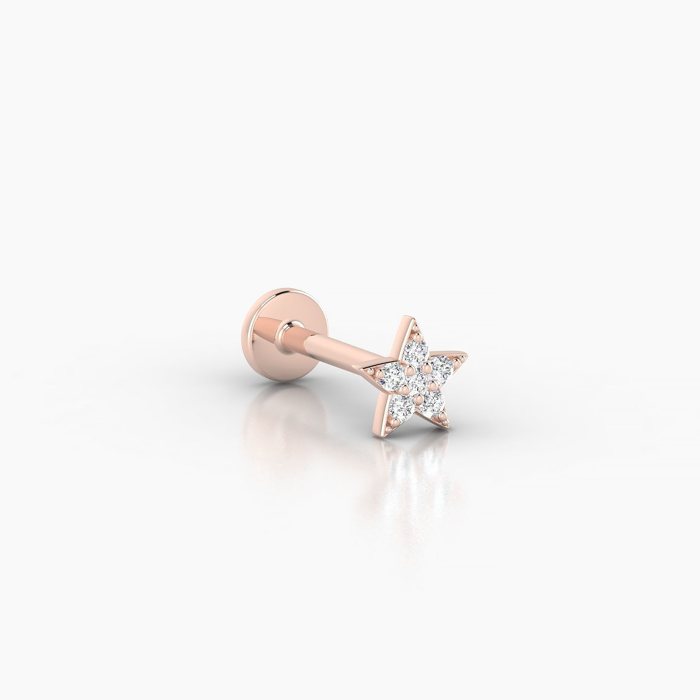 Asteria | 18k Rose Gold 5 mm 8 mm Star Diamond Nostril Piercing