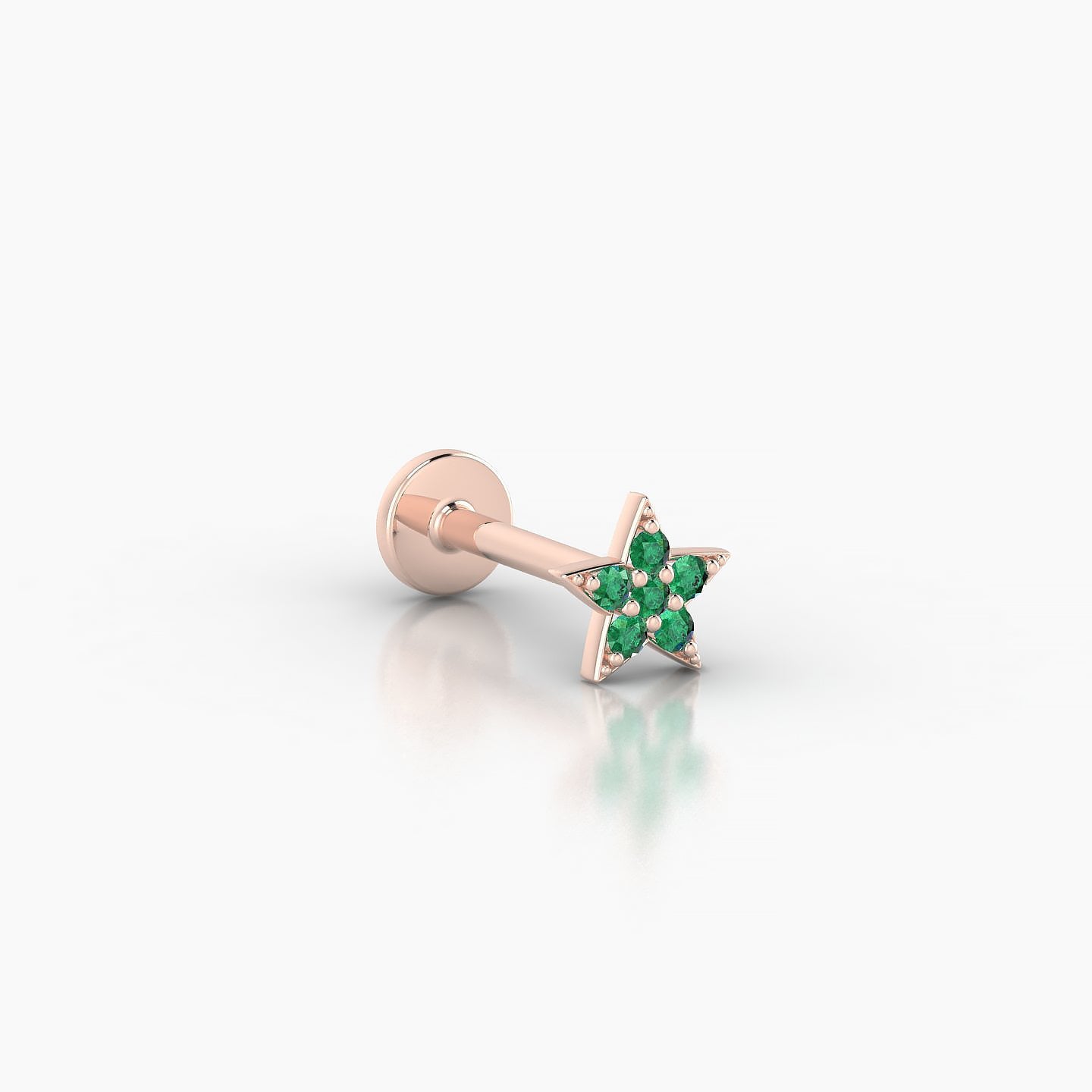 Asteria | 18k Rose Gold 8 mm 5 mm Star Emerald Nostril Piercing