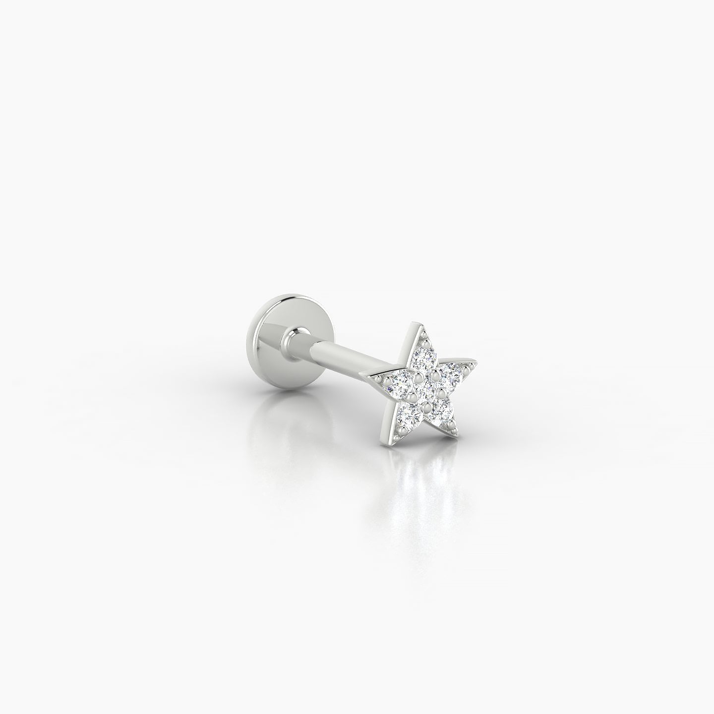 Asteria | 18k White Gold 5 mm 8 mm Star Diamond Nostril Piercing