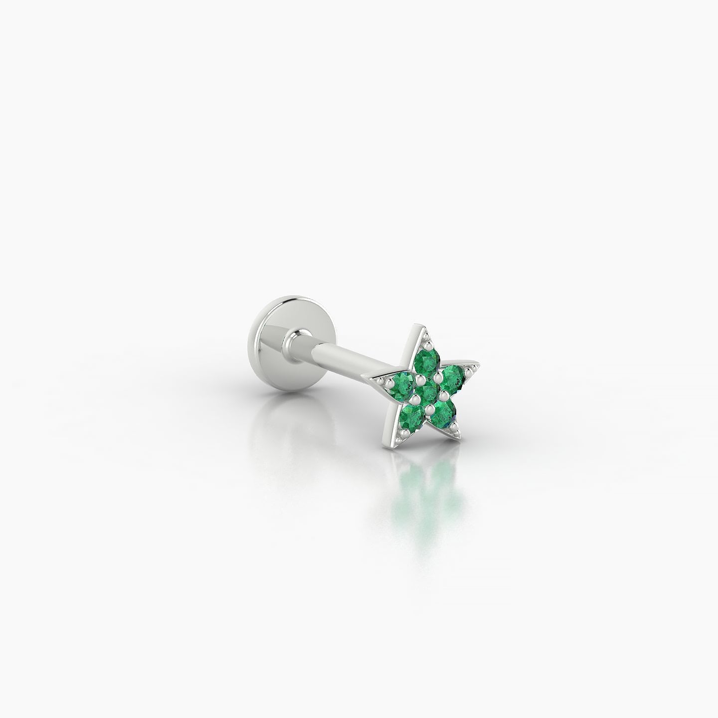 Asteria | 18k White Gold 8 mm 5 mm Star Emerald Nostril Piercing