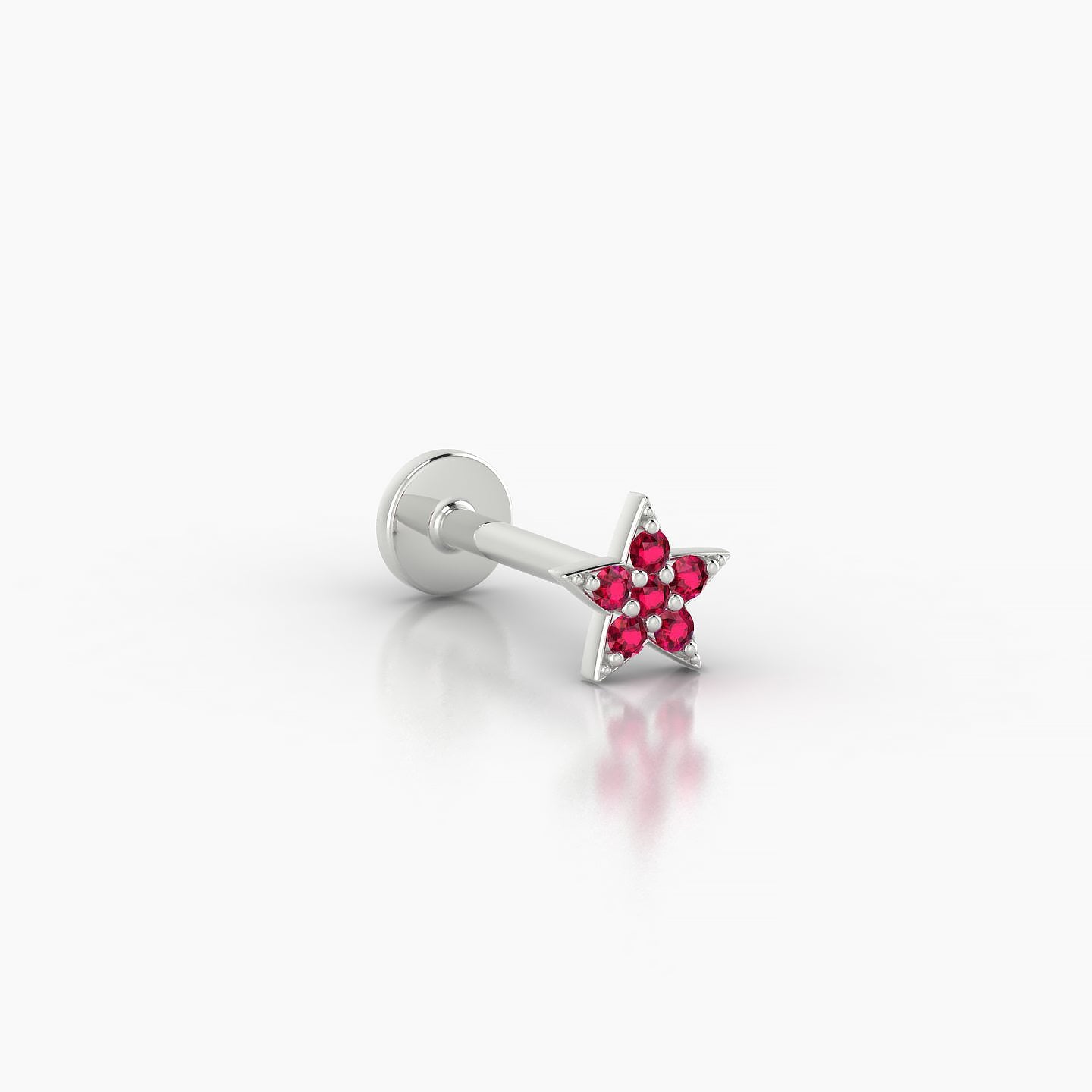 Asteria | 18k White Gold 8 mm 5 mm Star Ruby Nostril Piercing