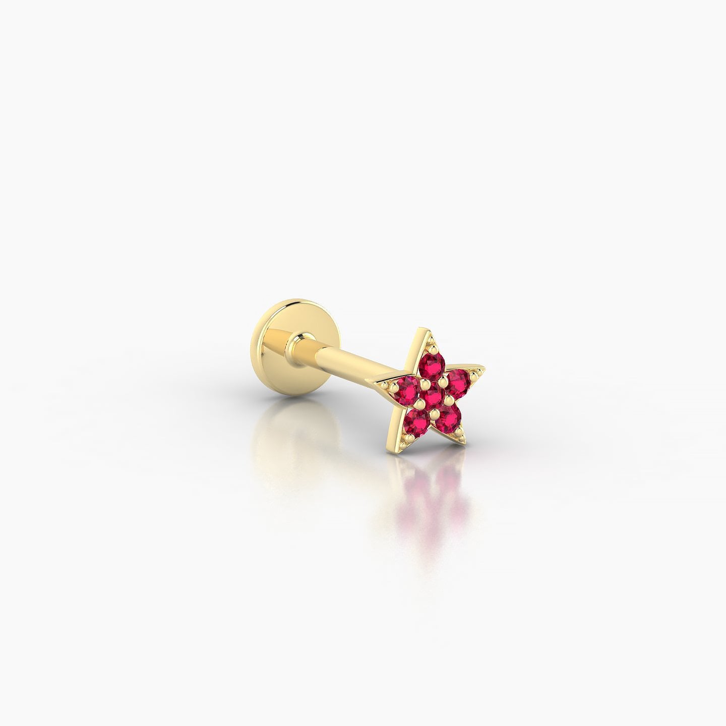 Asteria | 18k Yellow Gold 8 mm 5 mm Star Ruby Nostril Piercing