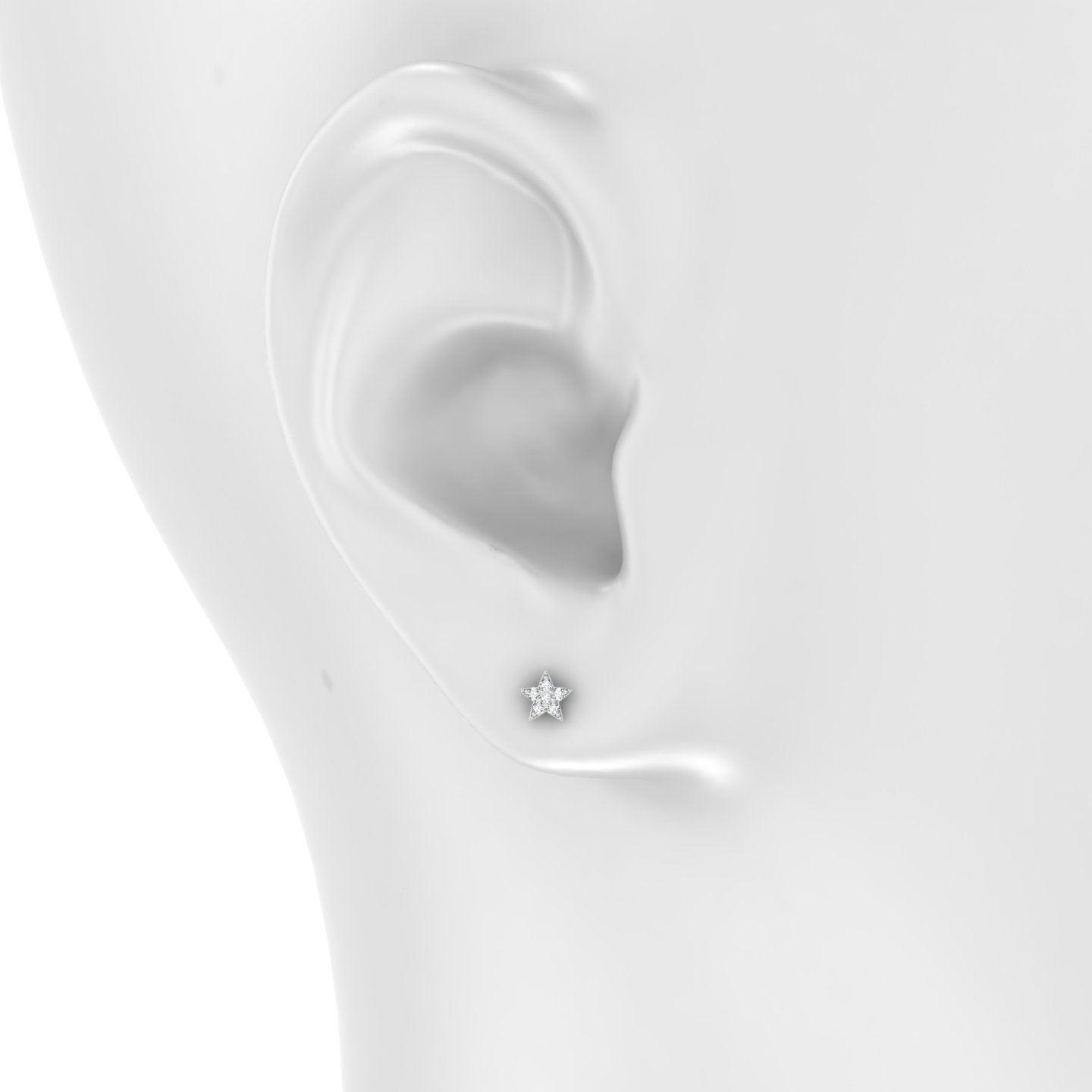 Asteria | 18k White Gold 5 mm Star Diamond Earring