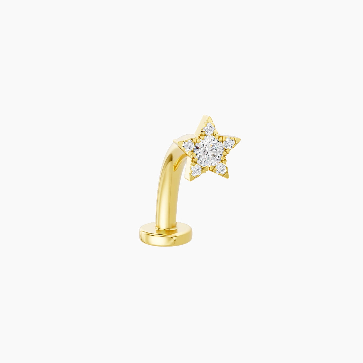 Asteria | 18k Yellow Gold 4.5 mm 10 mm Star Diamond Floating Navel Piercing