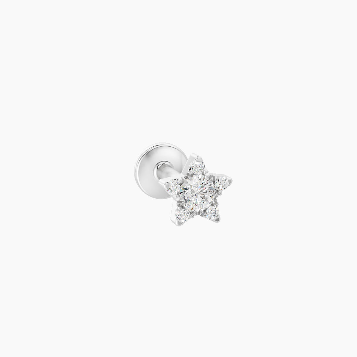 Asteria | 18k White Gold 5 mm 5 mm Star Diamond Nose Piercing