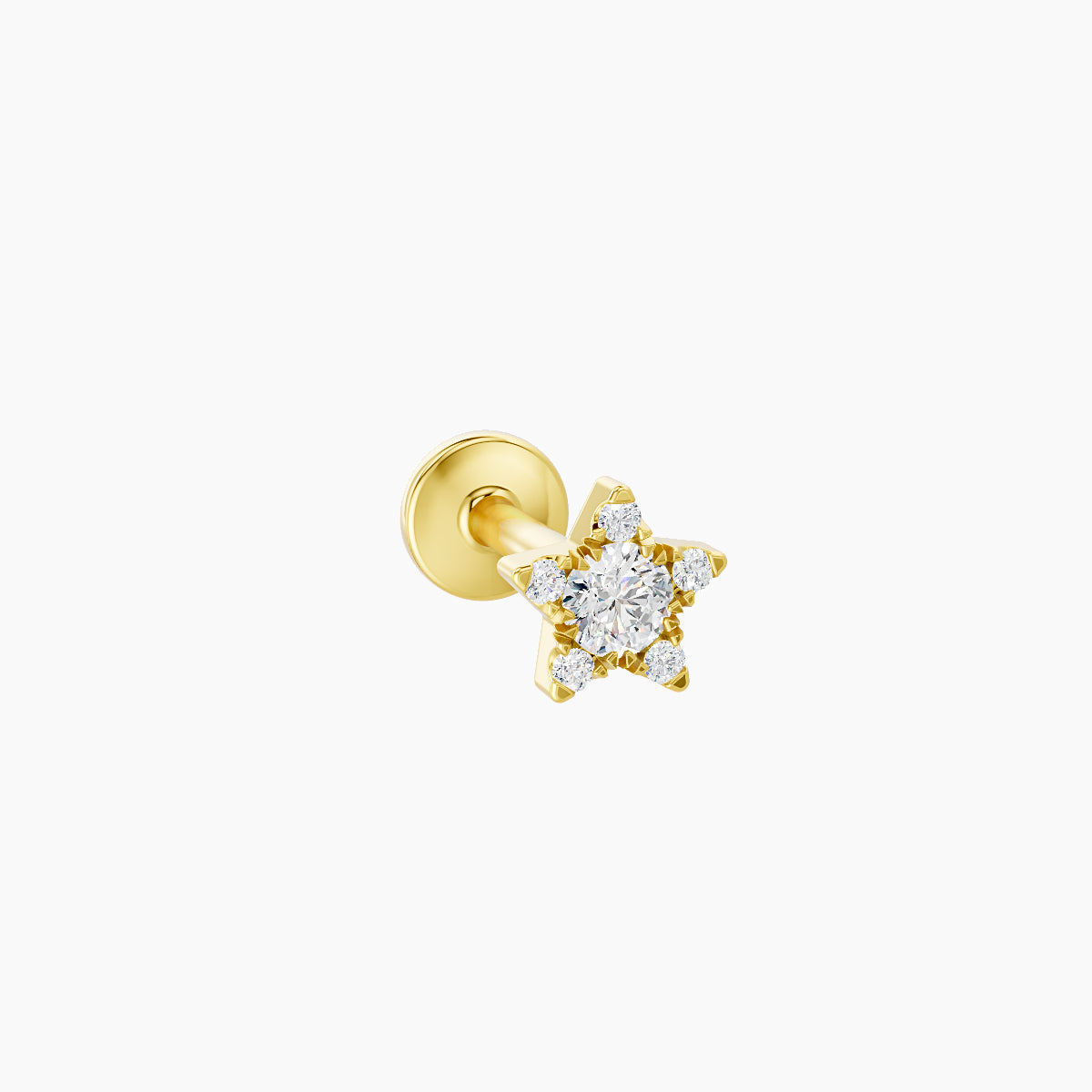 Asteria | 18k Yellow Gold 5 mm 6.5 mm Star Diamond Piercing