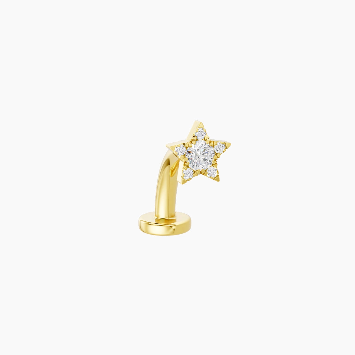 Asteria | 18k Yellow Gold 4.5 mm 8 mm Star Diamond Floating Navel Piercing