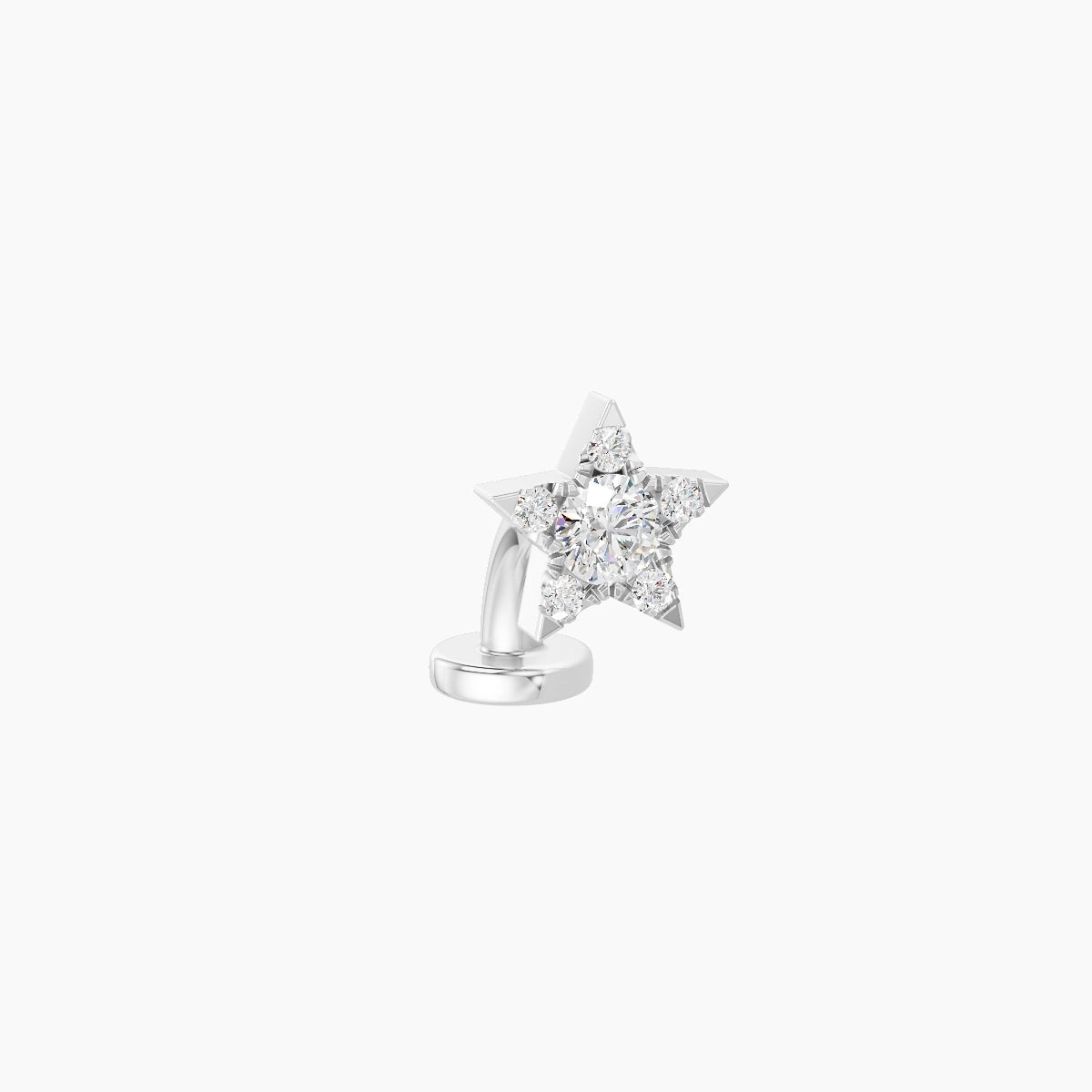 Asteria | 18k White Gold 5.6 mm 6 mm Star Diamond Floating Navel Piercing