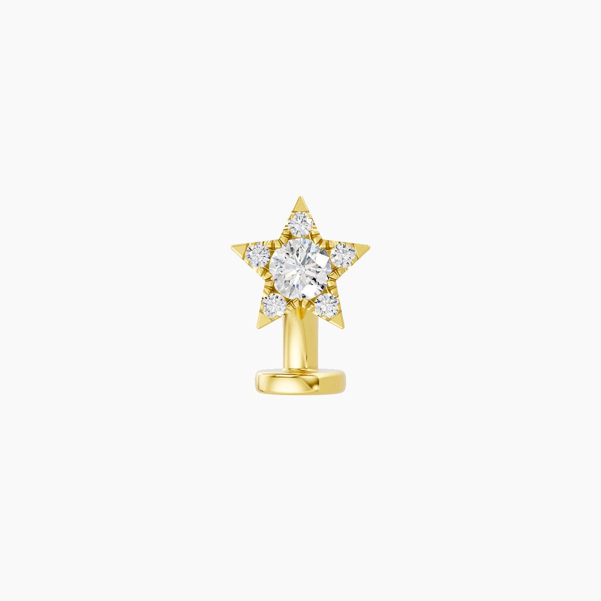 Asteria | 18k Yellow Gold 5.6 mm 6 mm Star Diamond Floating Navel Piercing