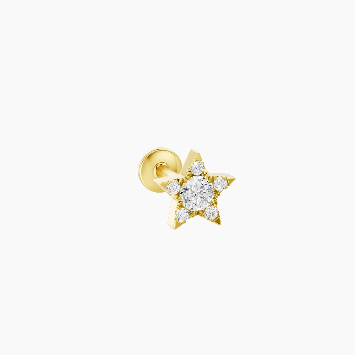 Asteria | Piercing Étoile Diamant Or Jaune 18k Hypoallergénique 5.6 mm 6.5 mm