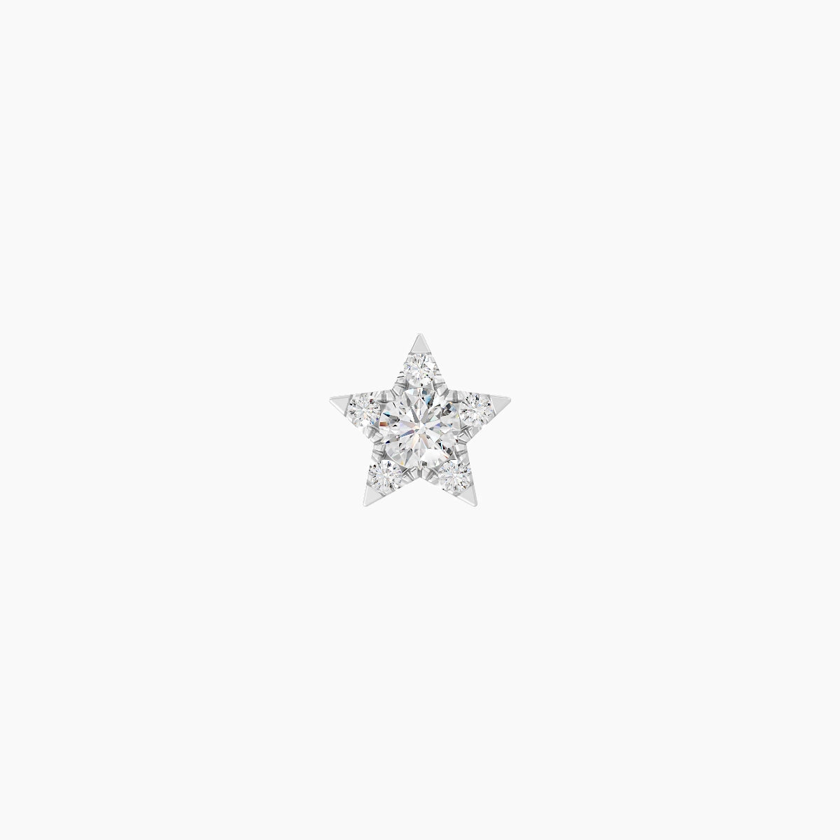 Asteria | Piercing Étoile Diamant Or Blanc 18k Hypoallergénique 5.6 mm 8 mm